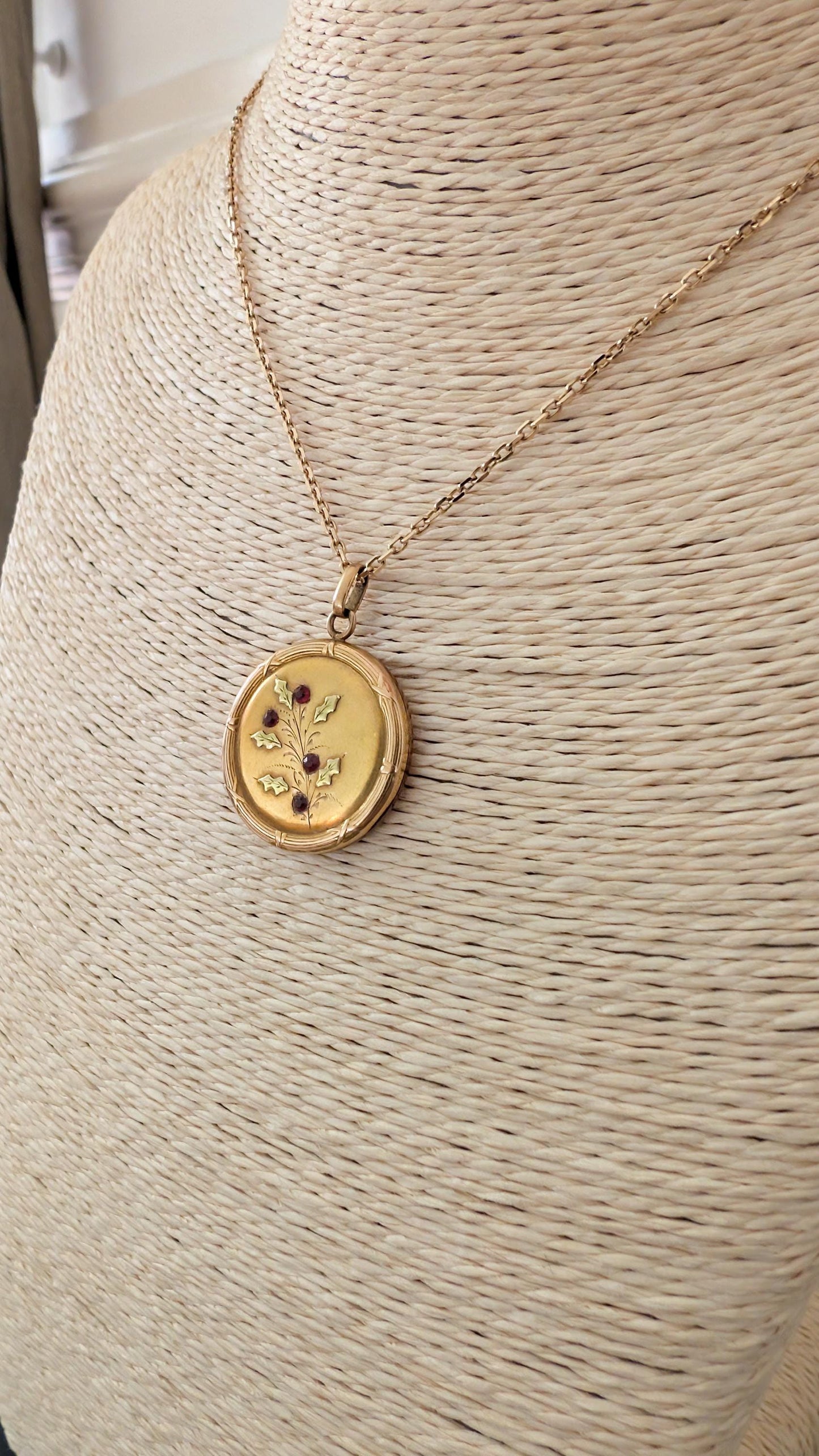 Antique 18K Art Nouveau Locket Antique French Pendant Gift for her