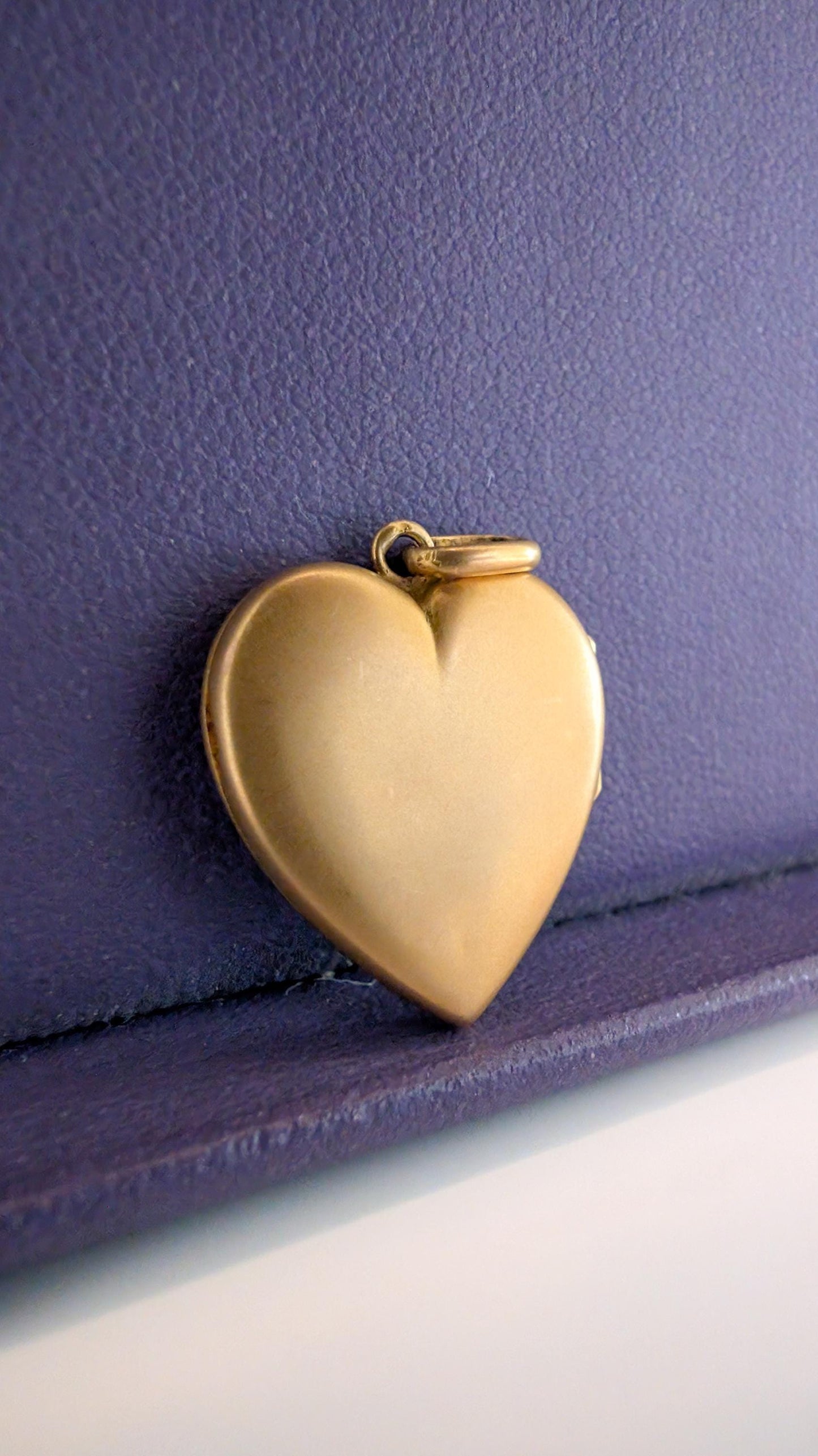 Antique 18K Gold Heart Locket Pendant, Art Nouveau Diamond