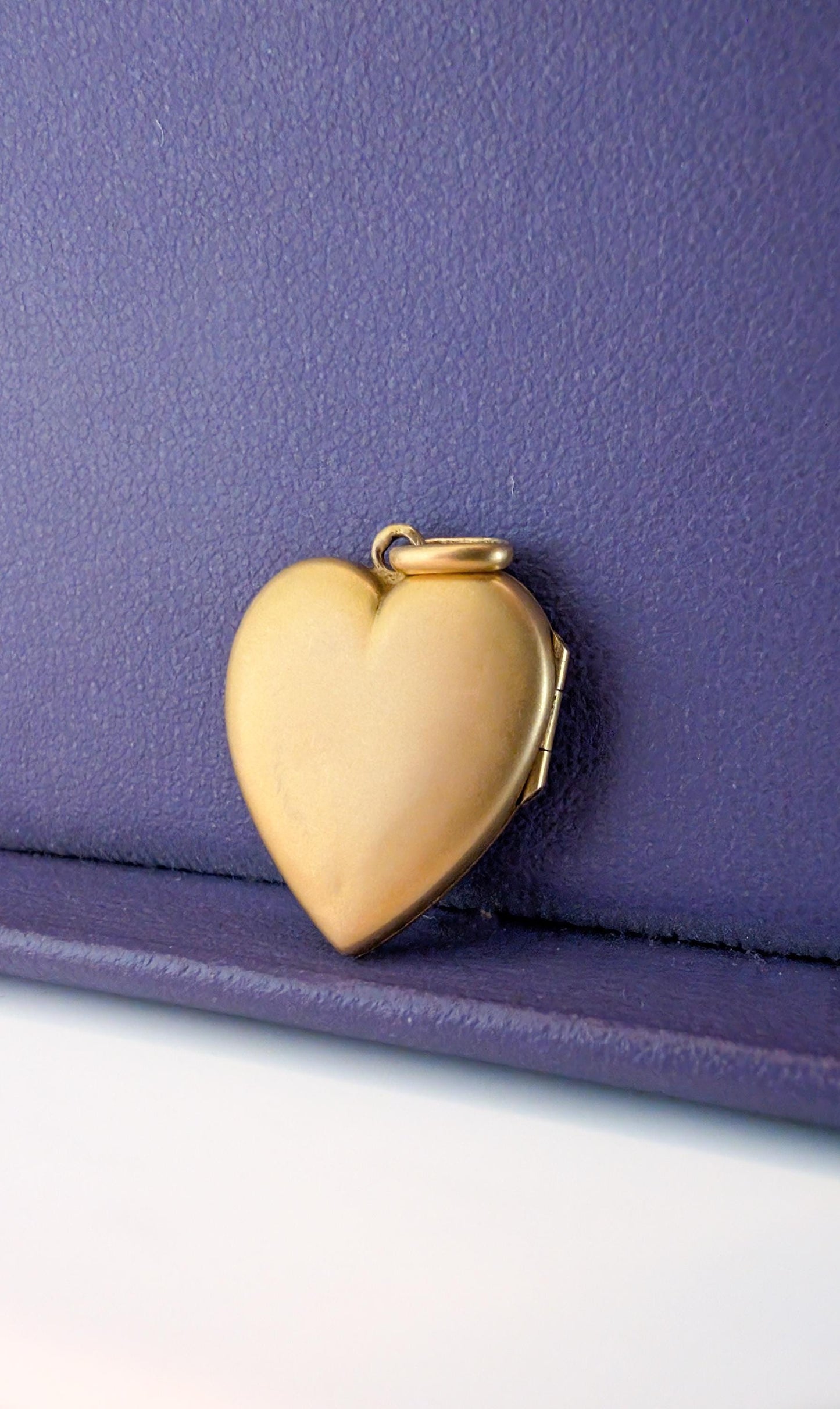 Antique 18K Gold Heart Locket Pendant, Art Nouveau Diamond