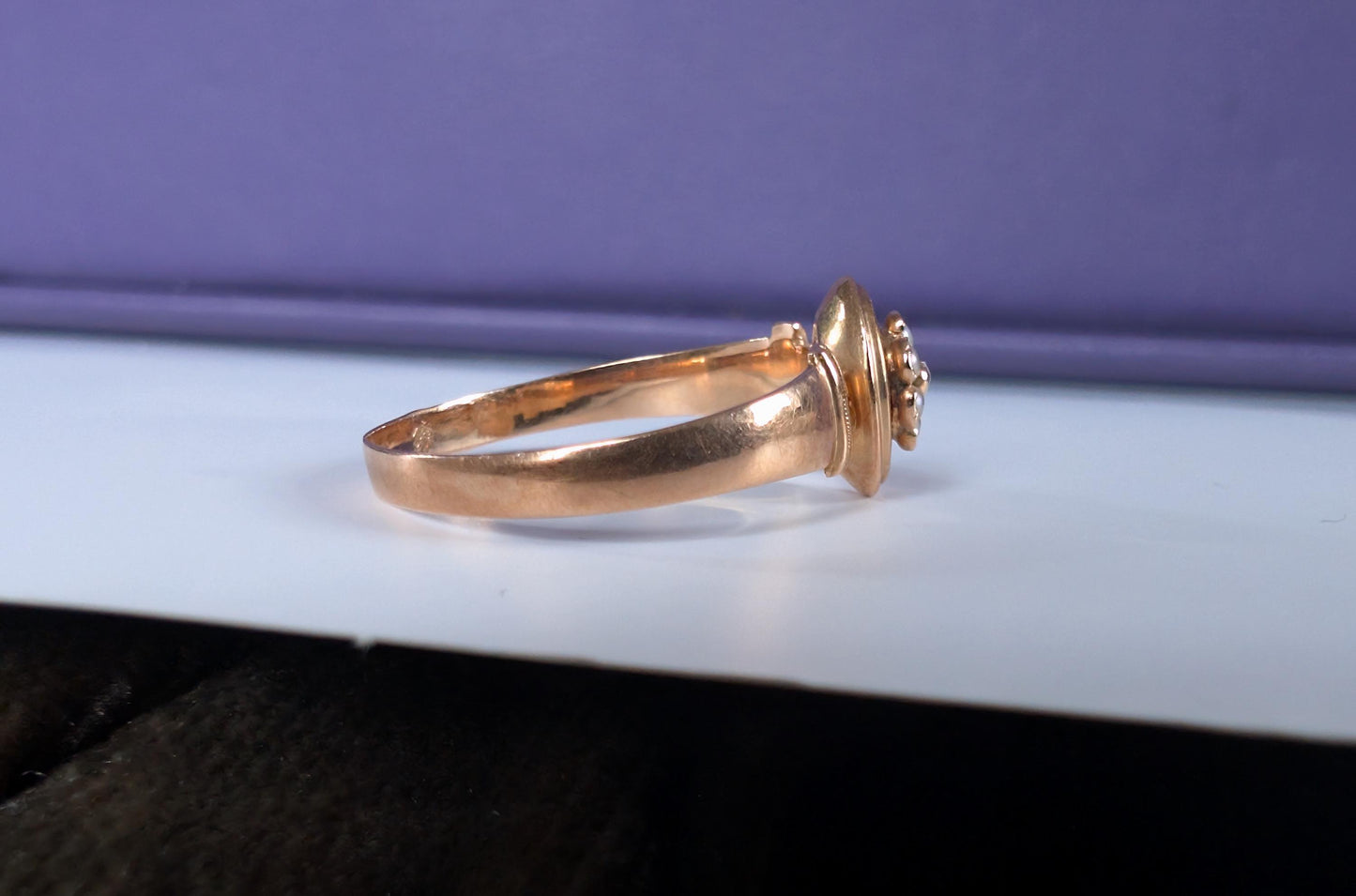 18K Gold Pearl Ring, Antique French Victorian Era