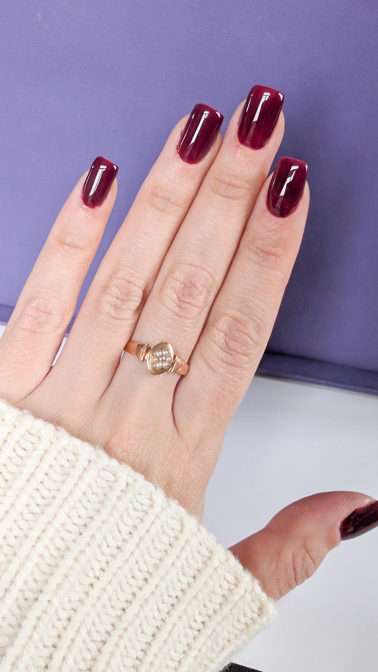 18K Gold Pearl Ring, Antique French Victorian Era