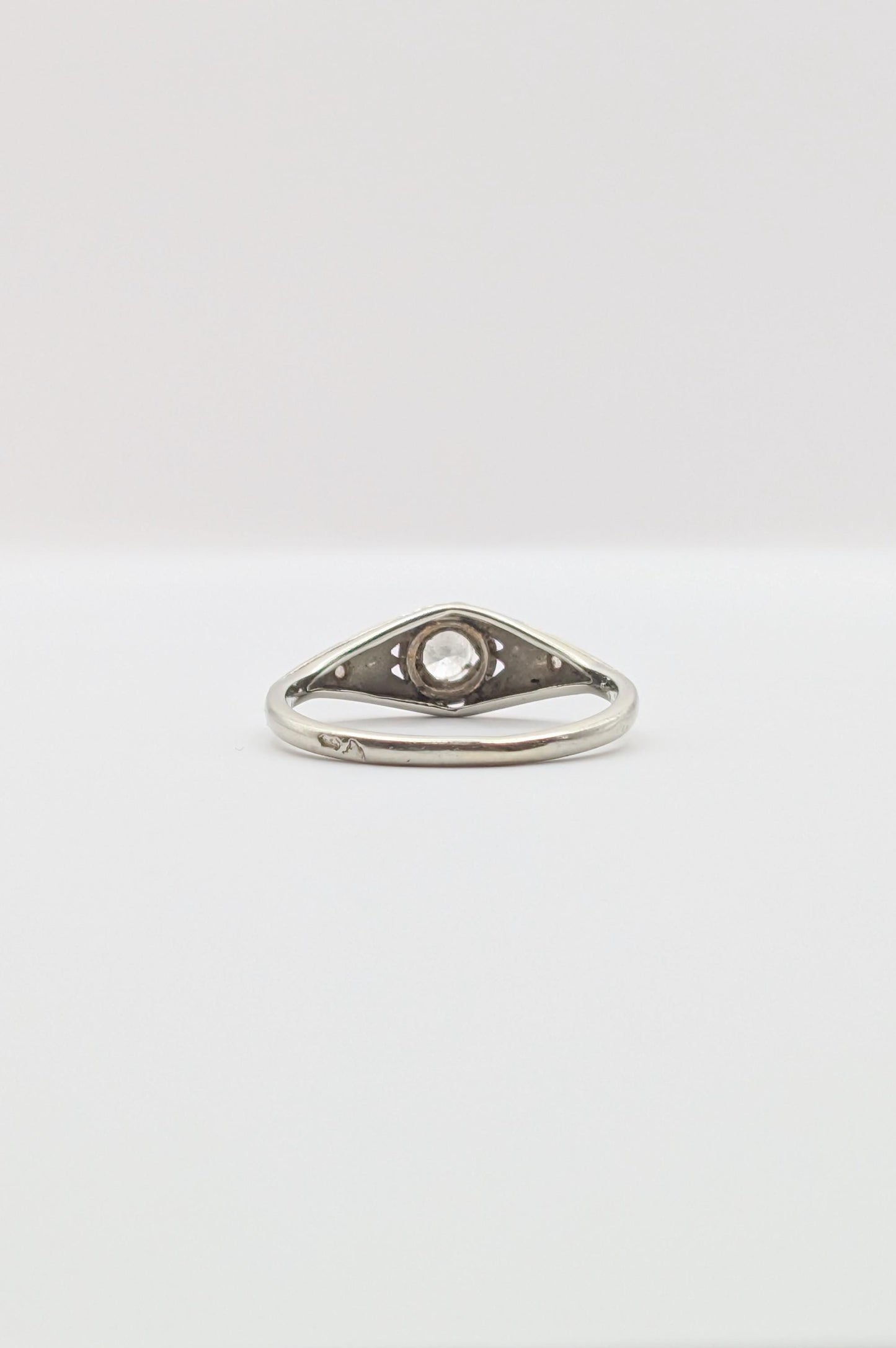 18K Gold Art Deco Diamond Ring, French Antique Engagement Ring