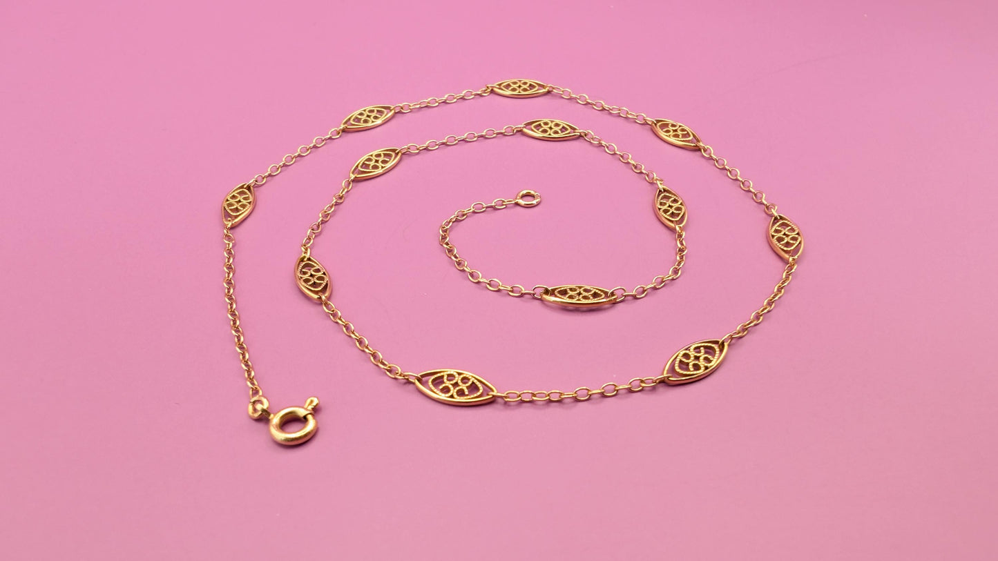 victorian necklace

solid gold chain

jewelry

Gold necklace

gift for wife

gift for her

filigree gold chain

filigree chain

antique gold chain

antique filigree

18K necklace

18K gold necklace

18K gold chain