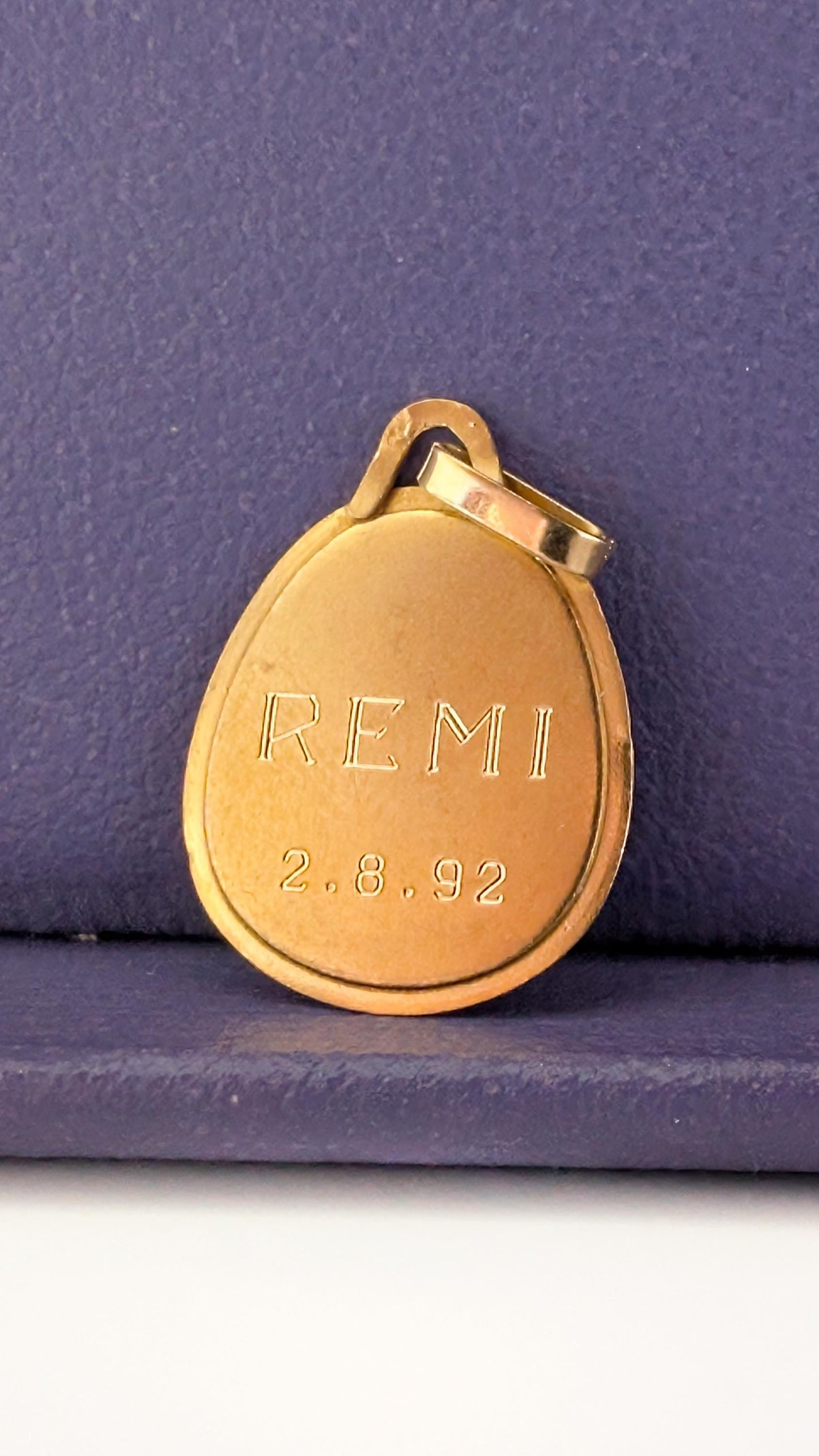 18K Gold Cherub Medal, Neoclassical Angel Pendant, baptism pendant