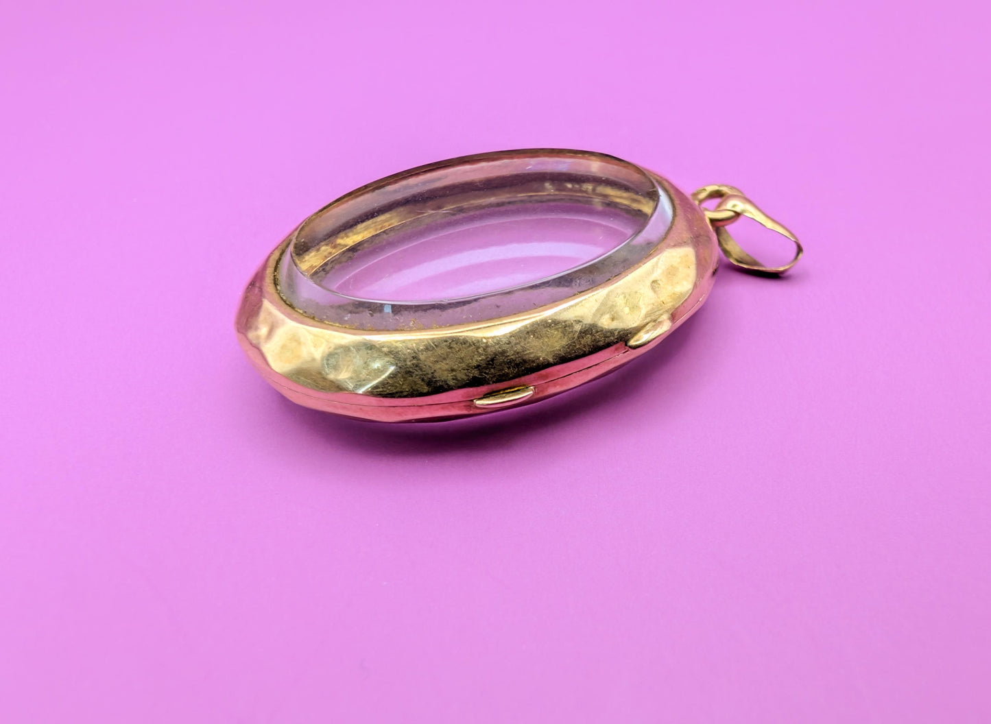 18k Gold Beveled Glass Locket - French Napoleon III Shaker Locket