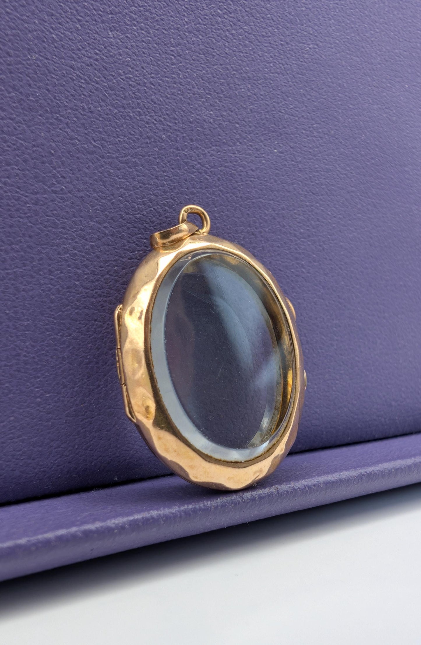 18k Gold Beveled Glass Locket - French Napoleon III Shaker Locket