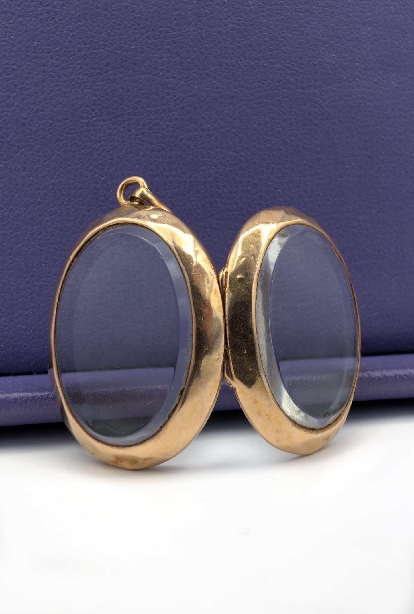 18k Gold Beveled Glass Locket - French Napoleon III Shaker Locket
