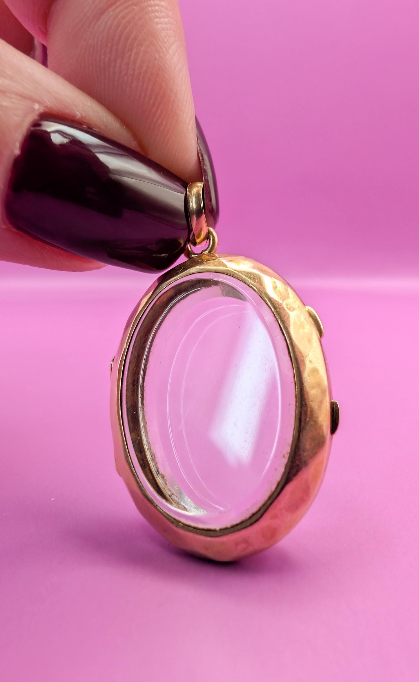 18k Gold Beveled Glass Locket - French Napoleon III Shaker Locket