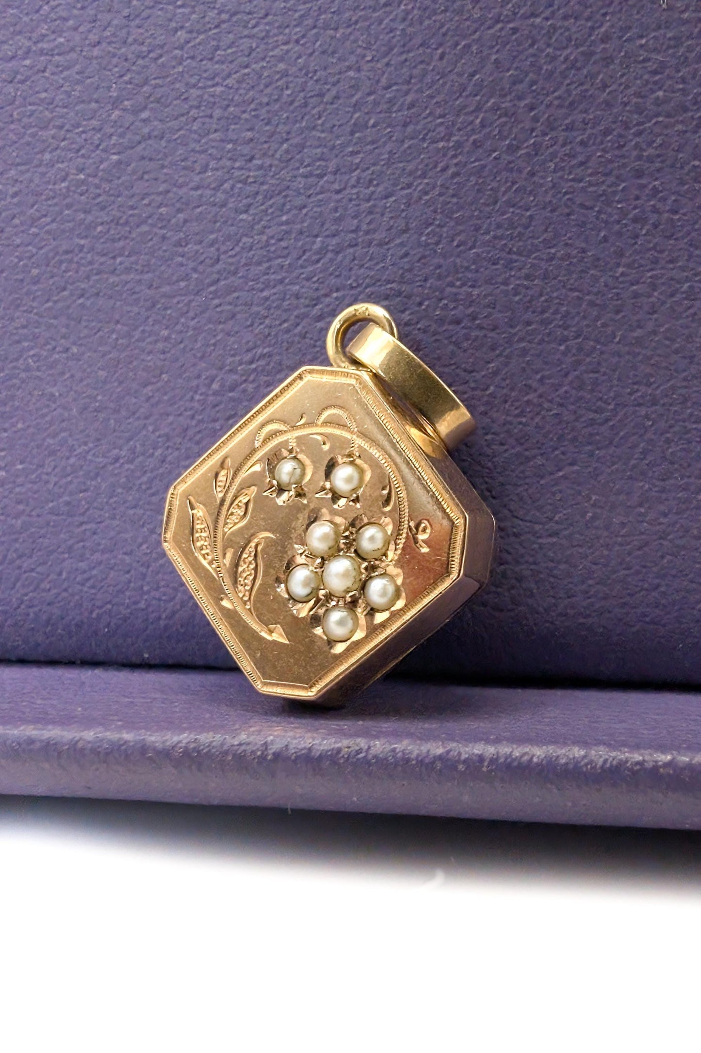 Antique 18K Gold Pearl Locket - Napoleon III Victorian Pendant