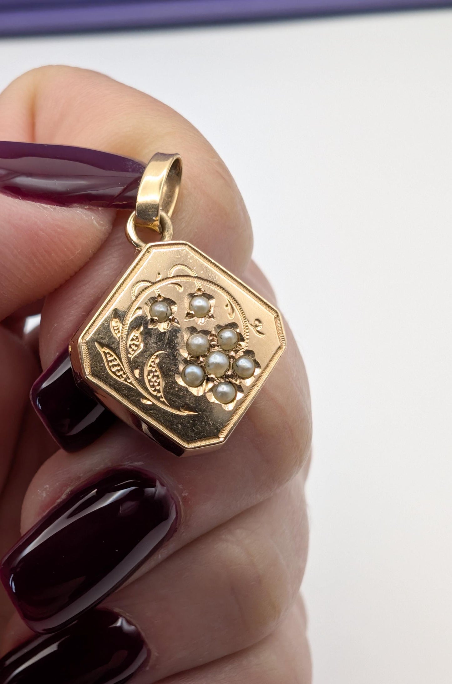 Antique 18K Gold Pearl Locket - Napoleon III Victorian Pendant