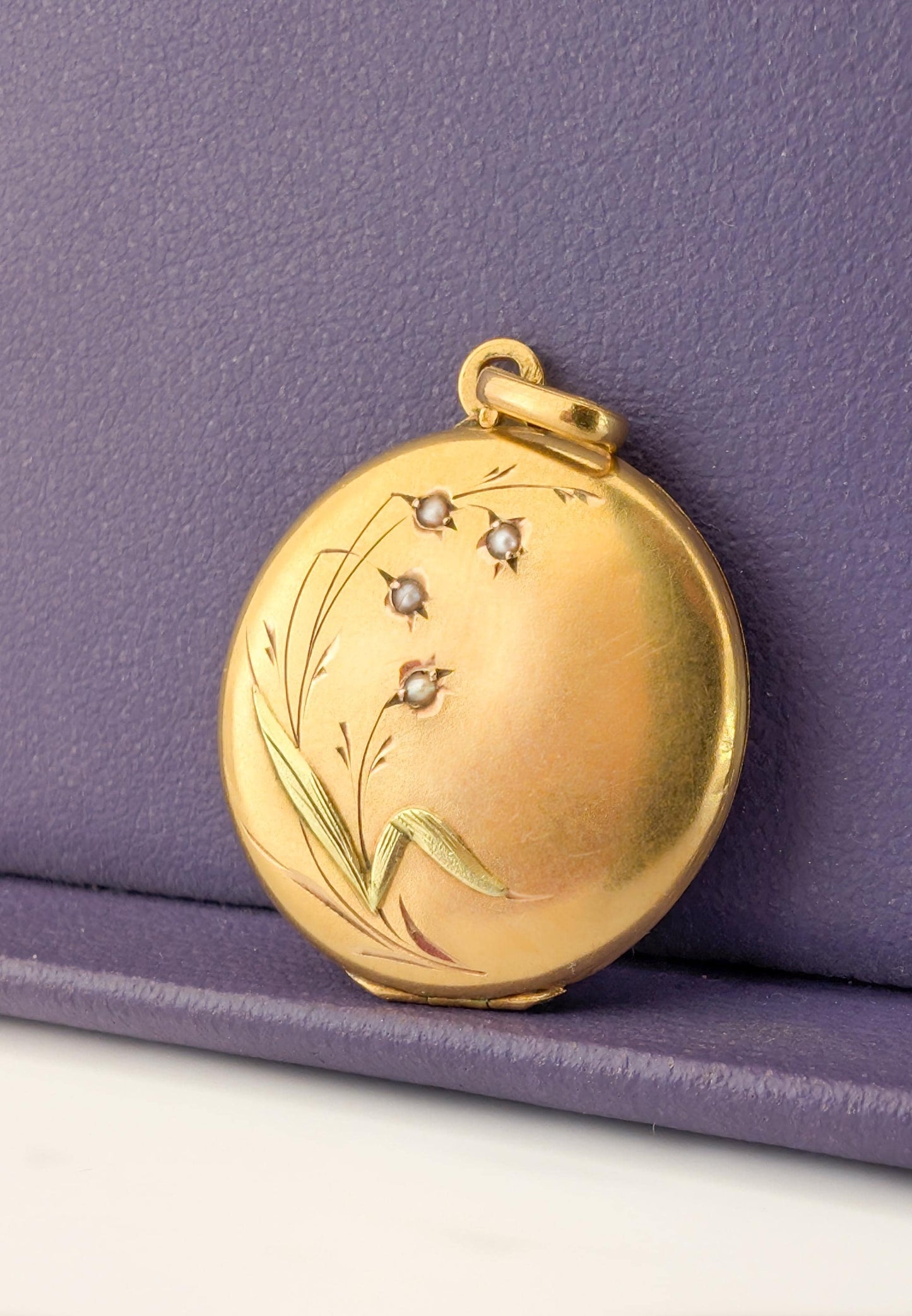 4g 18K Art Nouveau Lily of the valley Pendant Antique c 1900 pendant 18K Gold Pendant with natural pearl Antique pendant gift for her
