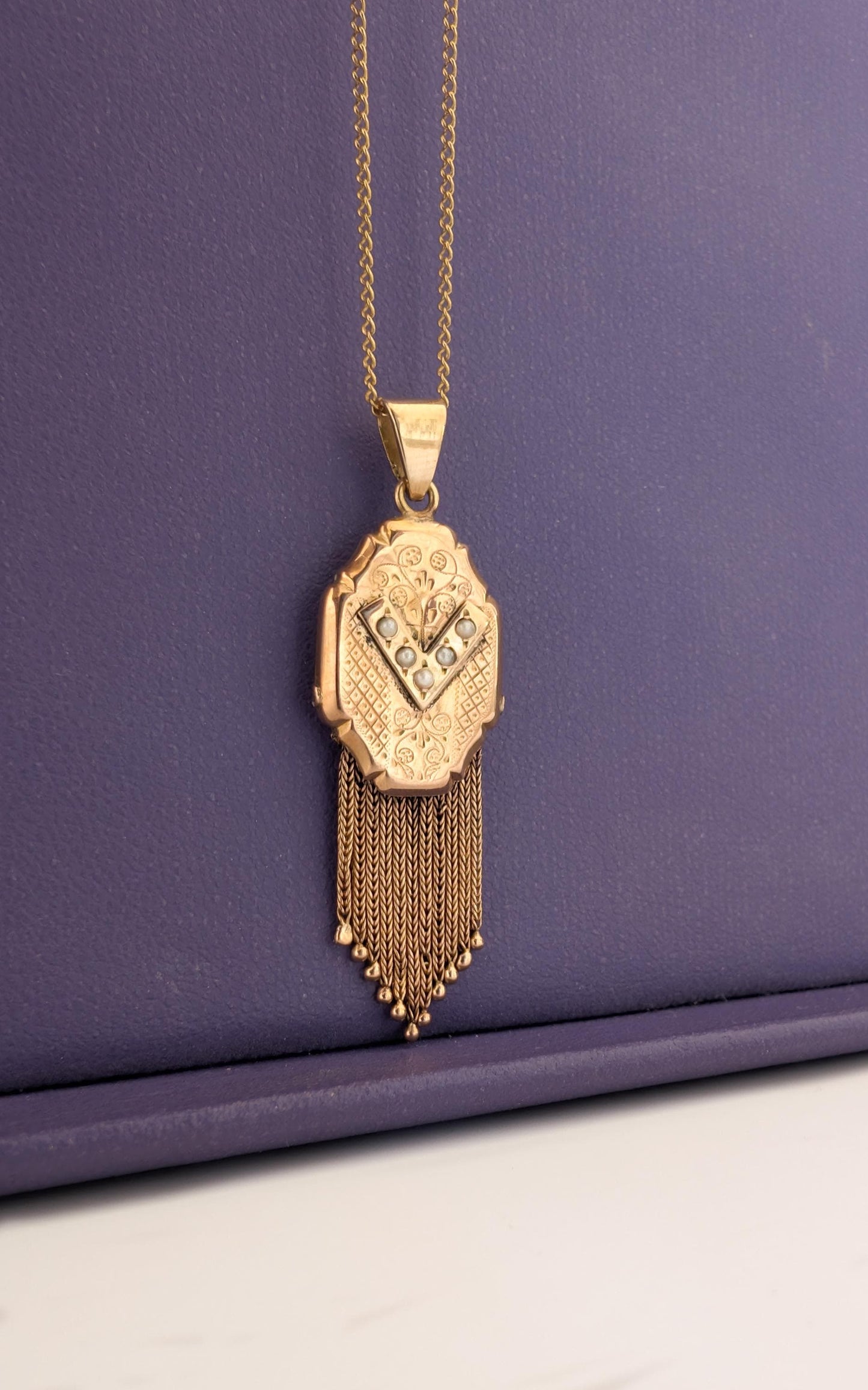 Antique 18k Solid Gold Napoleon III Tassel Pendant Victorian 18ct Gold & Pearl Pendant gift for her