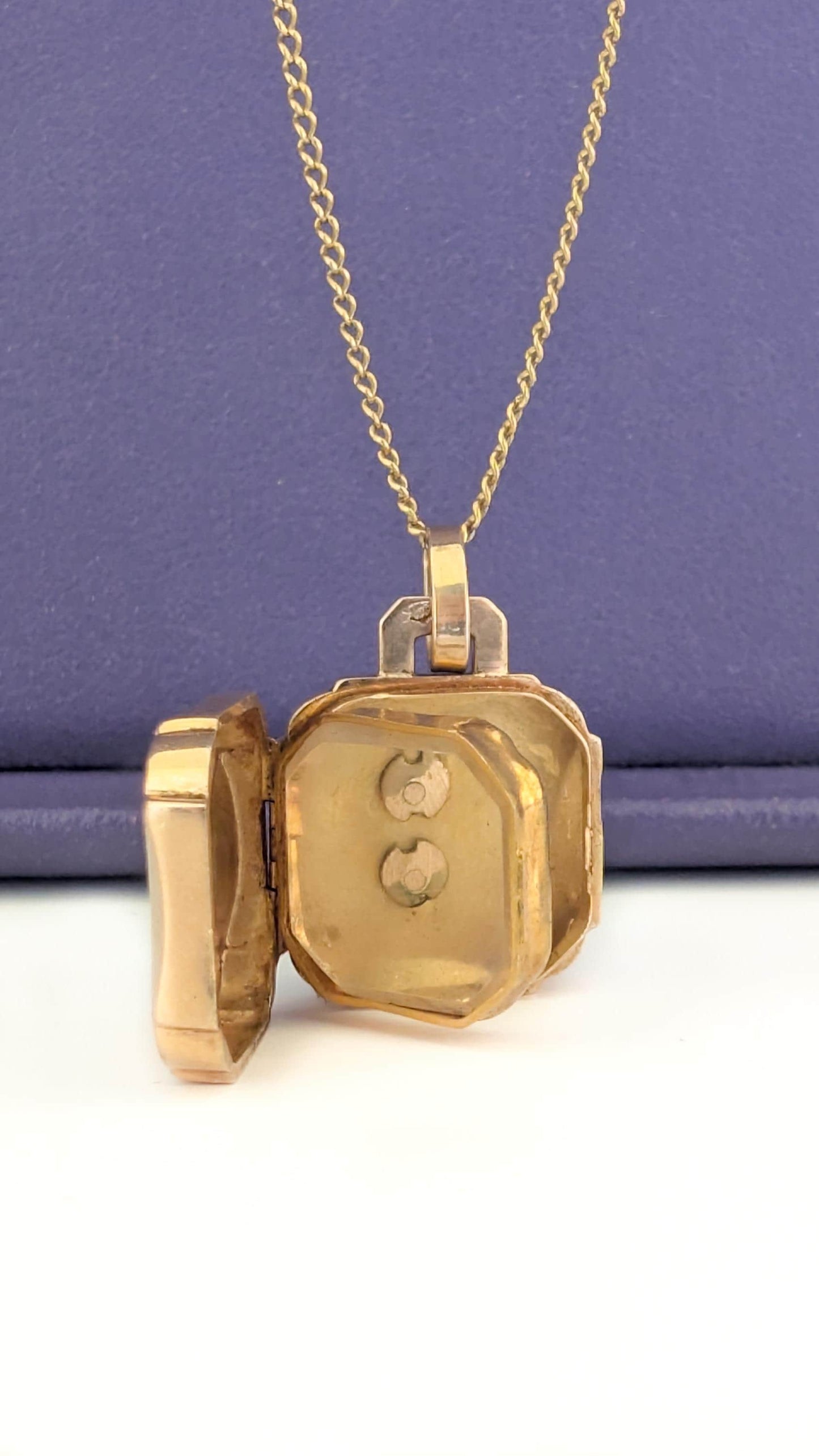Antique 18k Victorian engraved locket with thick glass partition and Pearls Antique Victorian 18ct Gold locket French Napoleon III Locket