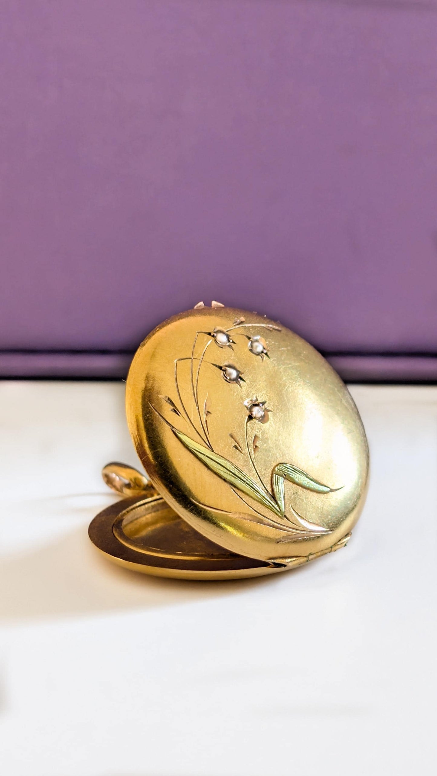 4g 18K Art Nouveau Lily of the valley Pendant Antique c 1900 pendant 18K Gold Pendant with natural pearl Antique pendant gift for her