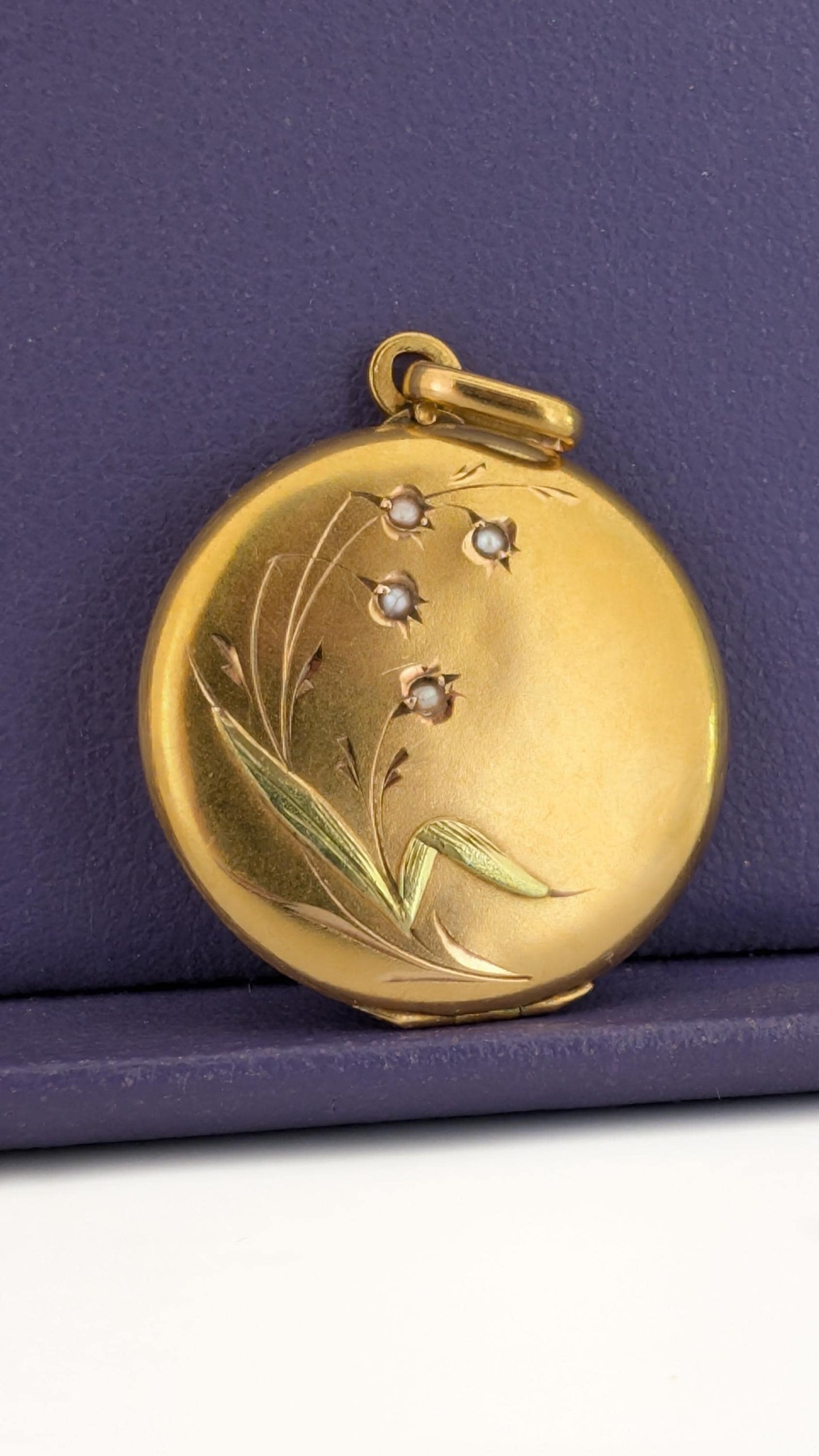 4g 18K Art Nouveau Lily of the valley Pendant Antique c 1900 pendant 18K Gold Pendant with natural pearl Antique pendant gift for her