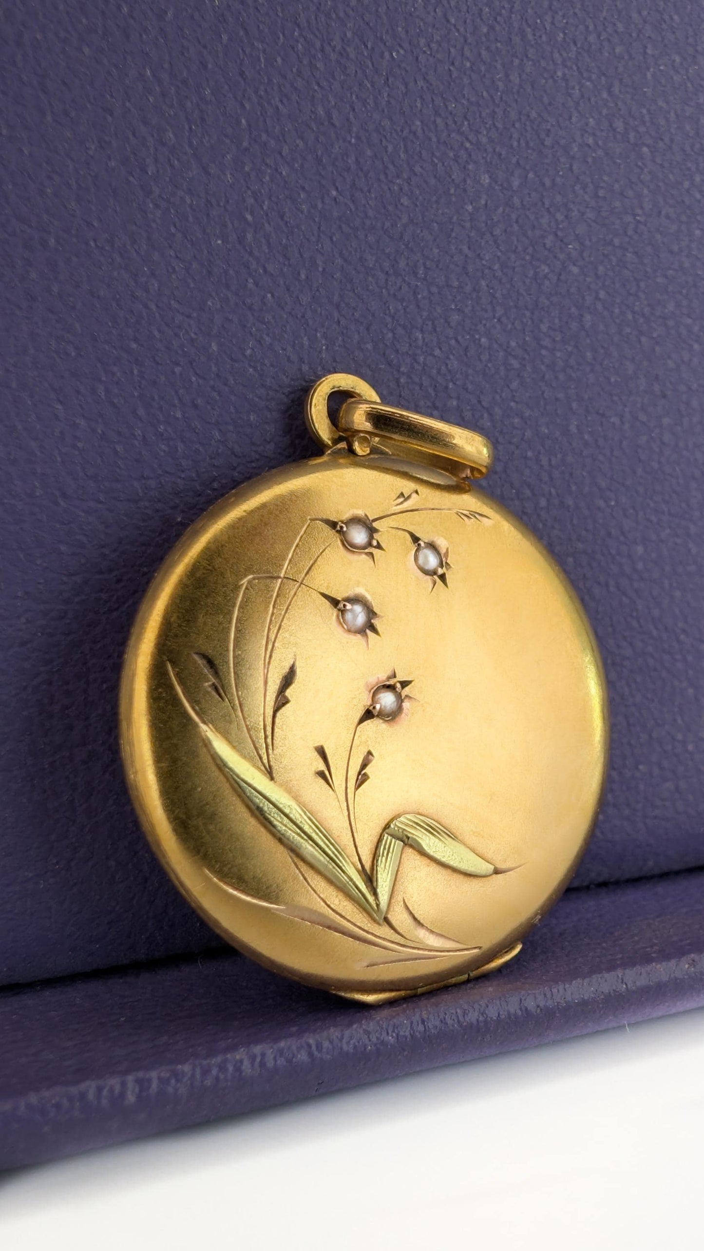 4g 18K Art Nouveau Lily of the valley Pendant Antique c 1900 pendant 18K Gold Pendant with natural pearl Antique pendant gift for her