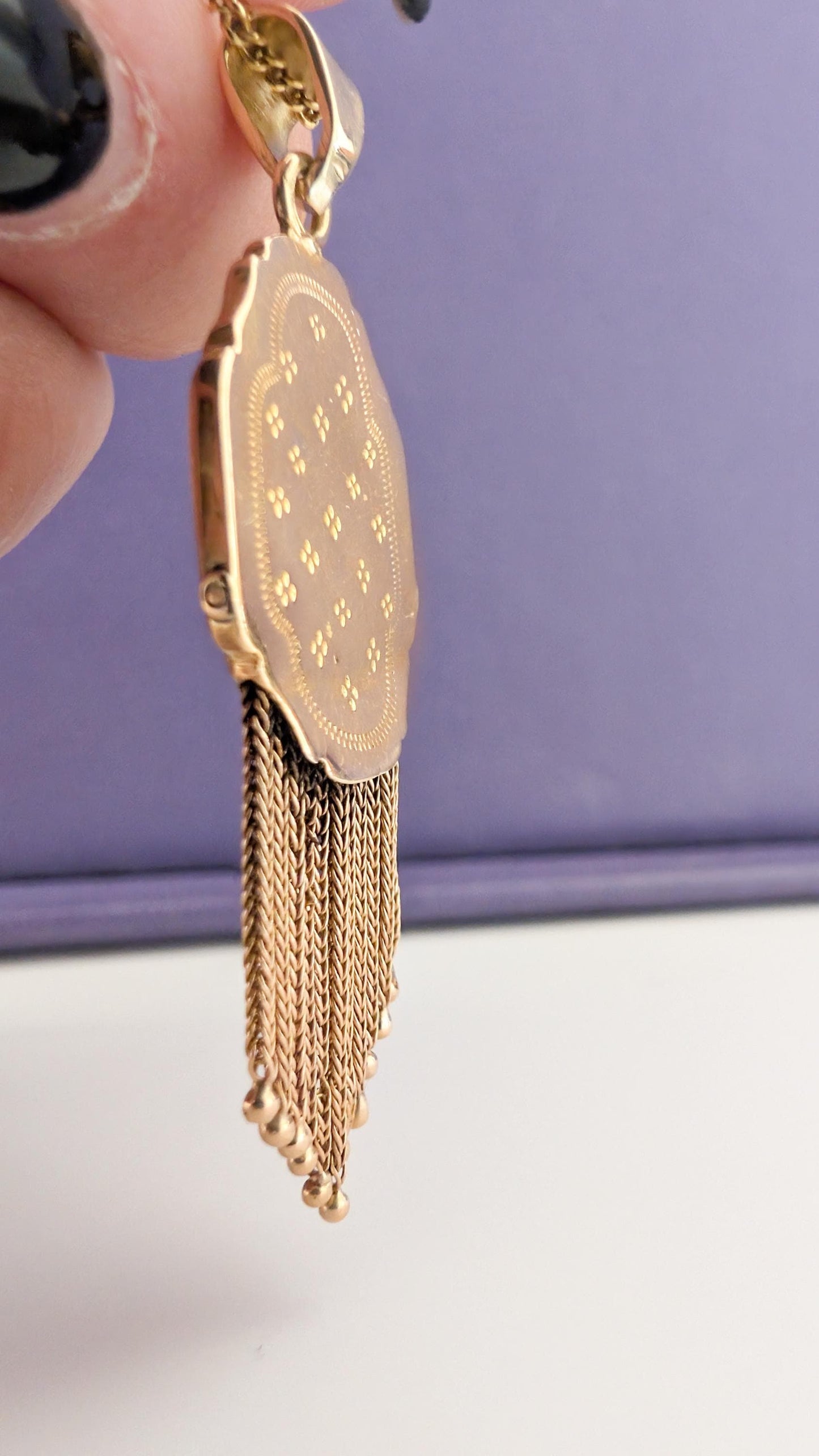 Antique 18k Solid Gold Napoleon III Tassel Pendant Victorian 18ct Gold & Pearl Pendant gift for her