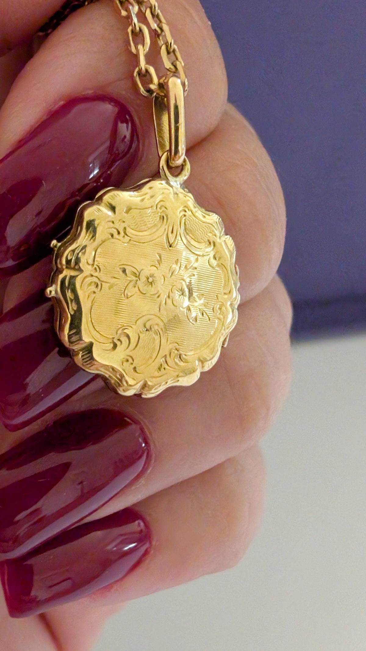 Antique French 18K Solid Gold Art Nouveau Locket — Gold Photo Locket, Antique Pendant, Gift for Her