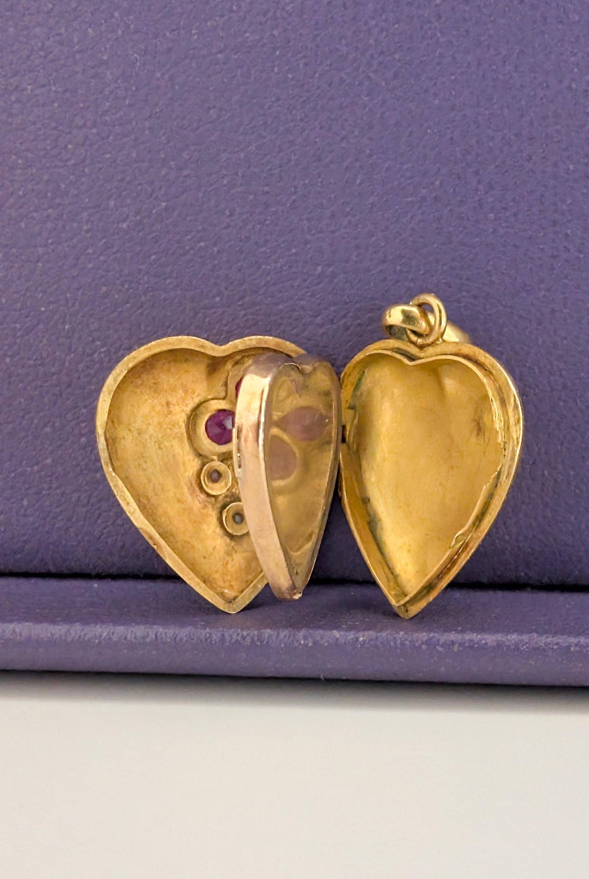 Poetic Antique French 18K Solid Yellow Gold Heart Locket — Garnets & Rose-Cut Diamonds