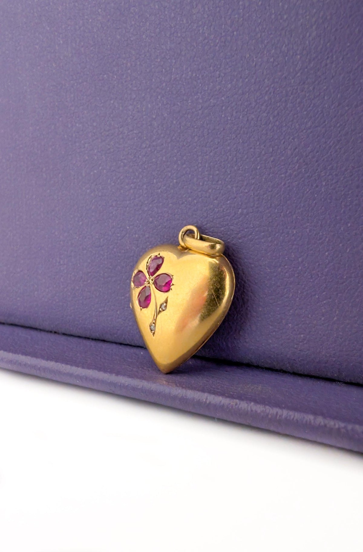 Poetic Antique French 18K Solid Yellow Gold Heart Locket — Garnets & Rose-Cut Diamonds