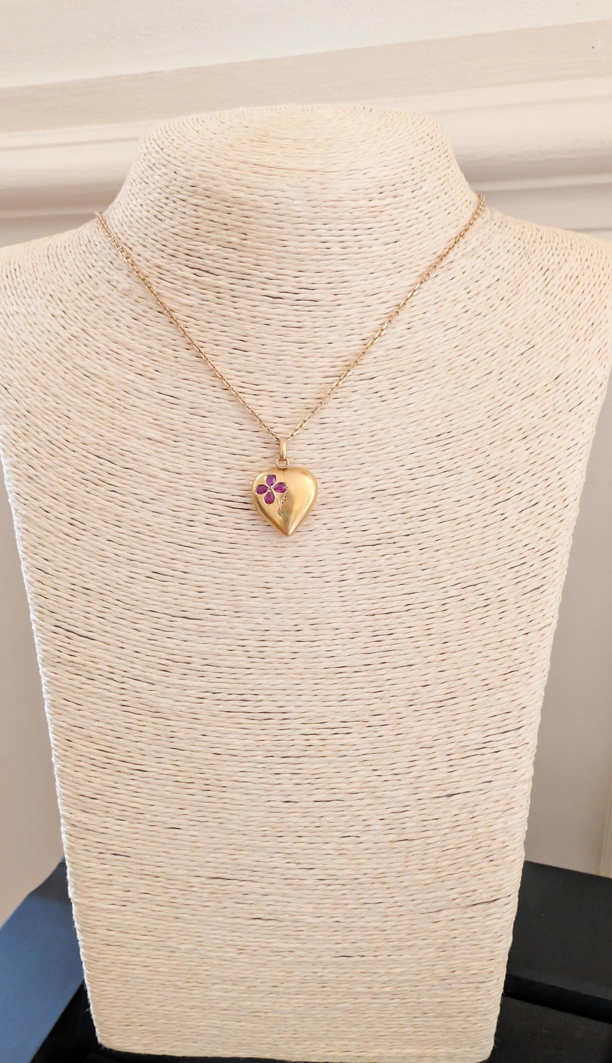 Poetic Antique French 18K Solid Yellow Gold Heart Locket — Garnets & Rose-Cut Diamonds