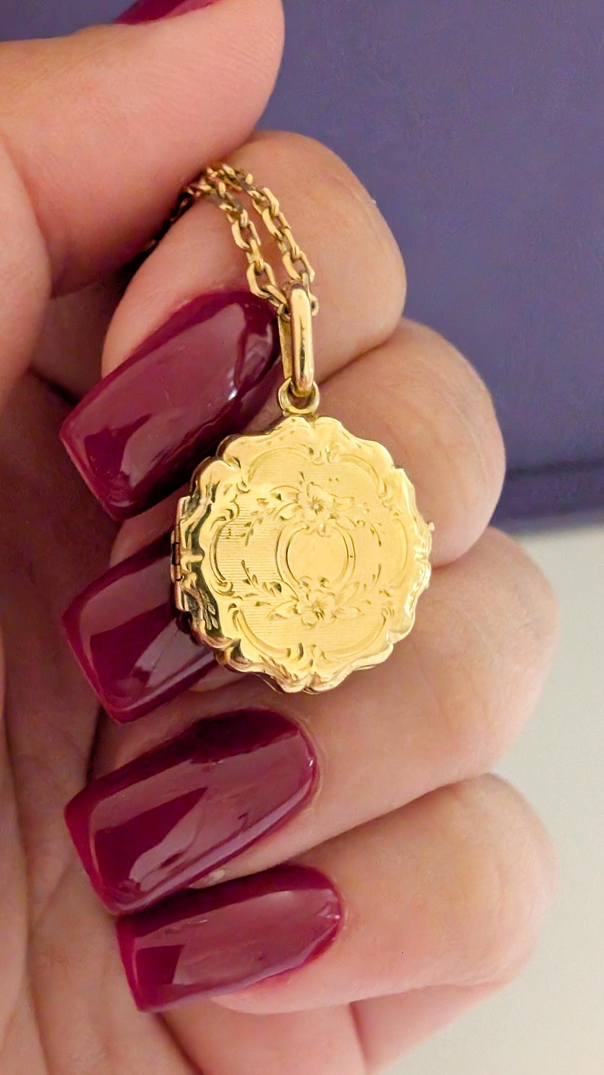 Antique French 18K Solid Gold Art Nouveau Locket — Gold Photo Locket, Antique Pendant, Gift for Her
