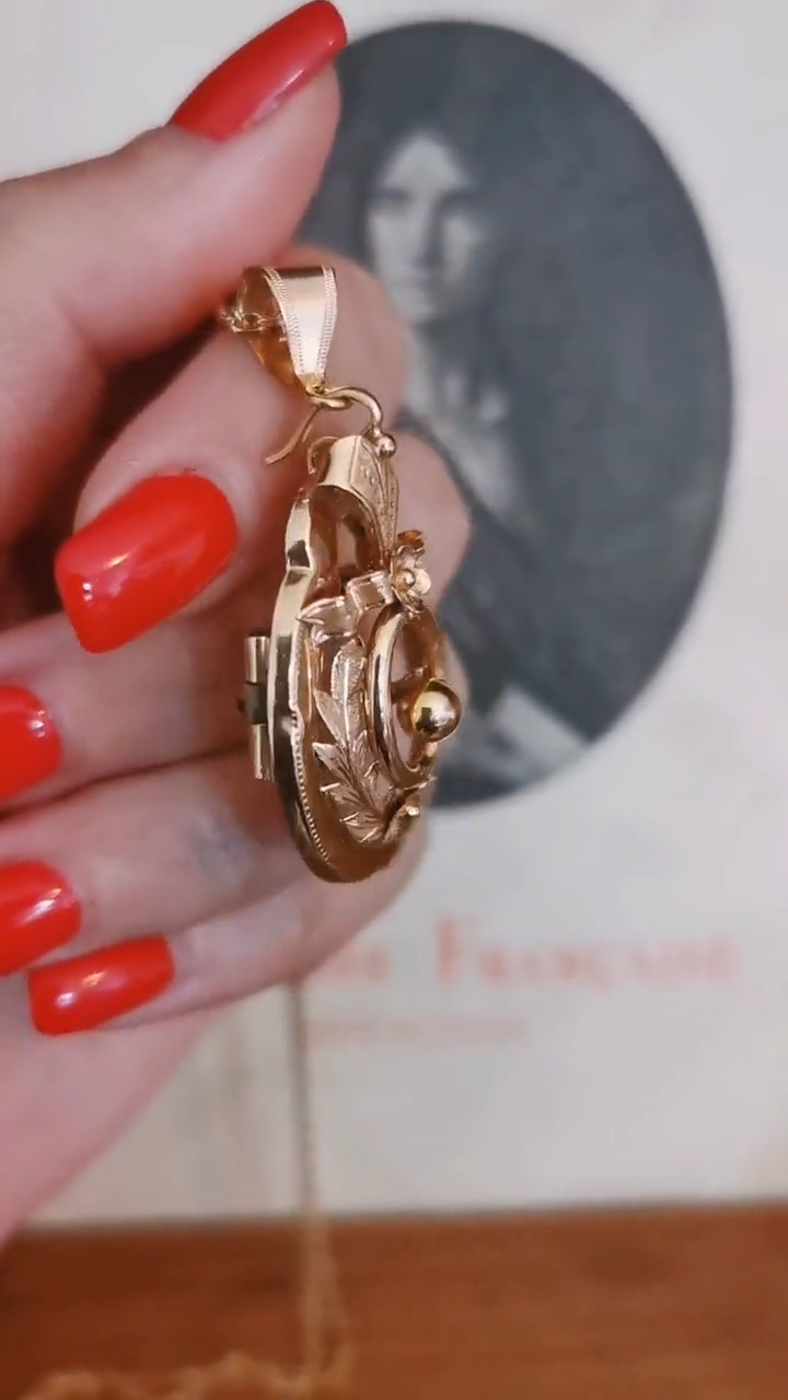 18k Gold Napoleon III Pendant Brooch, French Victorian Jewelry