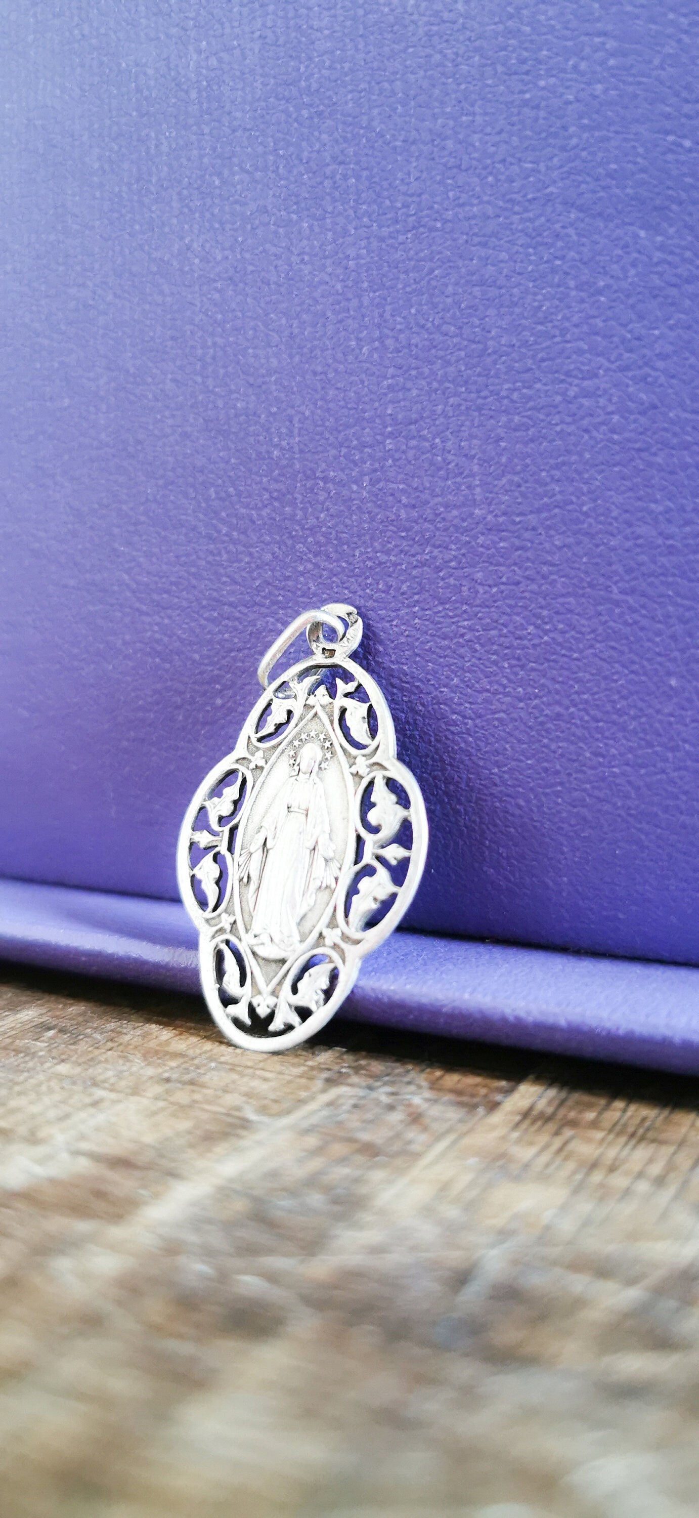 Delicate French Silver Religious Medal