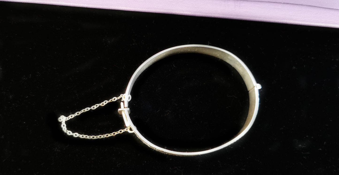 Victorian Antique Silver Bangle Bracelet with Box Clasp XIX Century bracelet