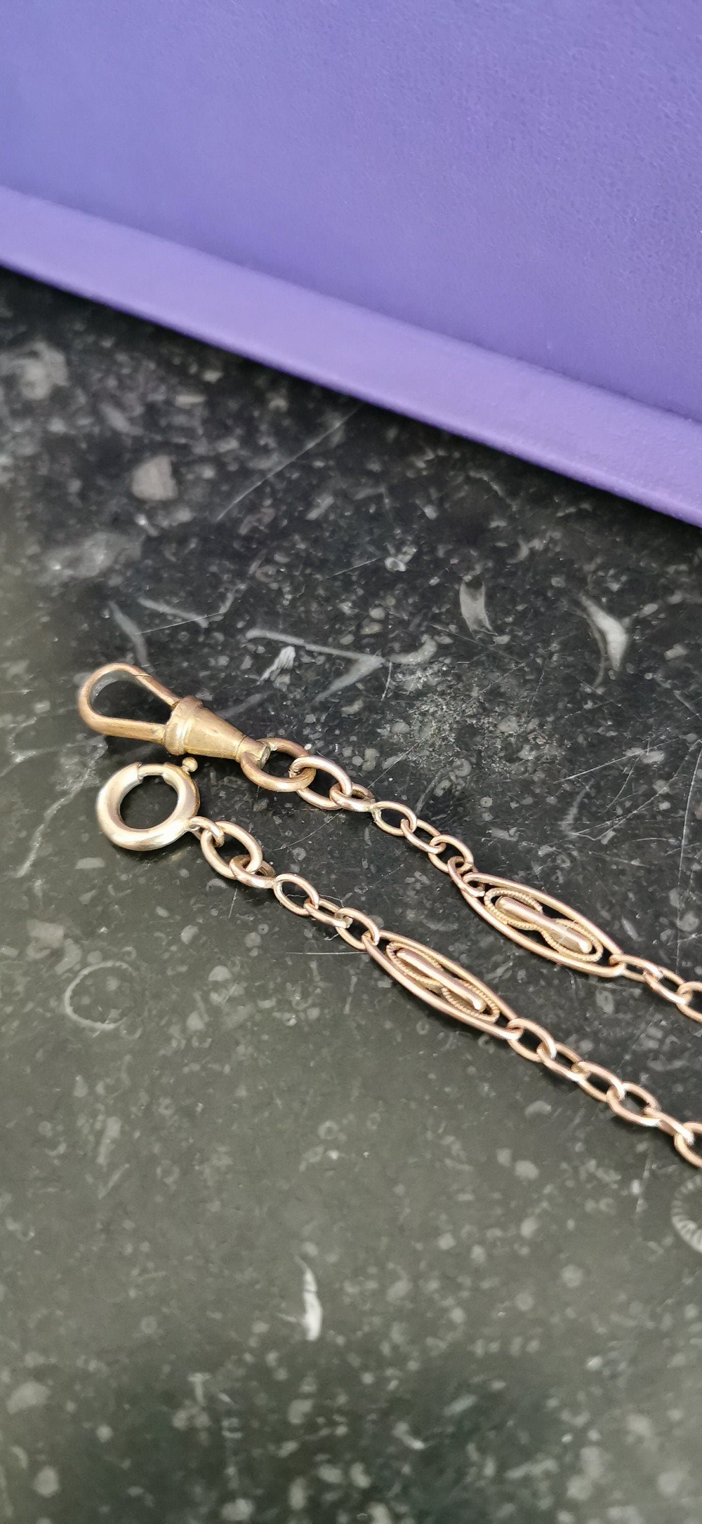 Antique French Gold Filled Watch Chain with Swivel Clip Clasp Gift for her