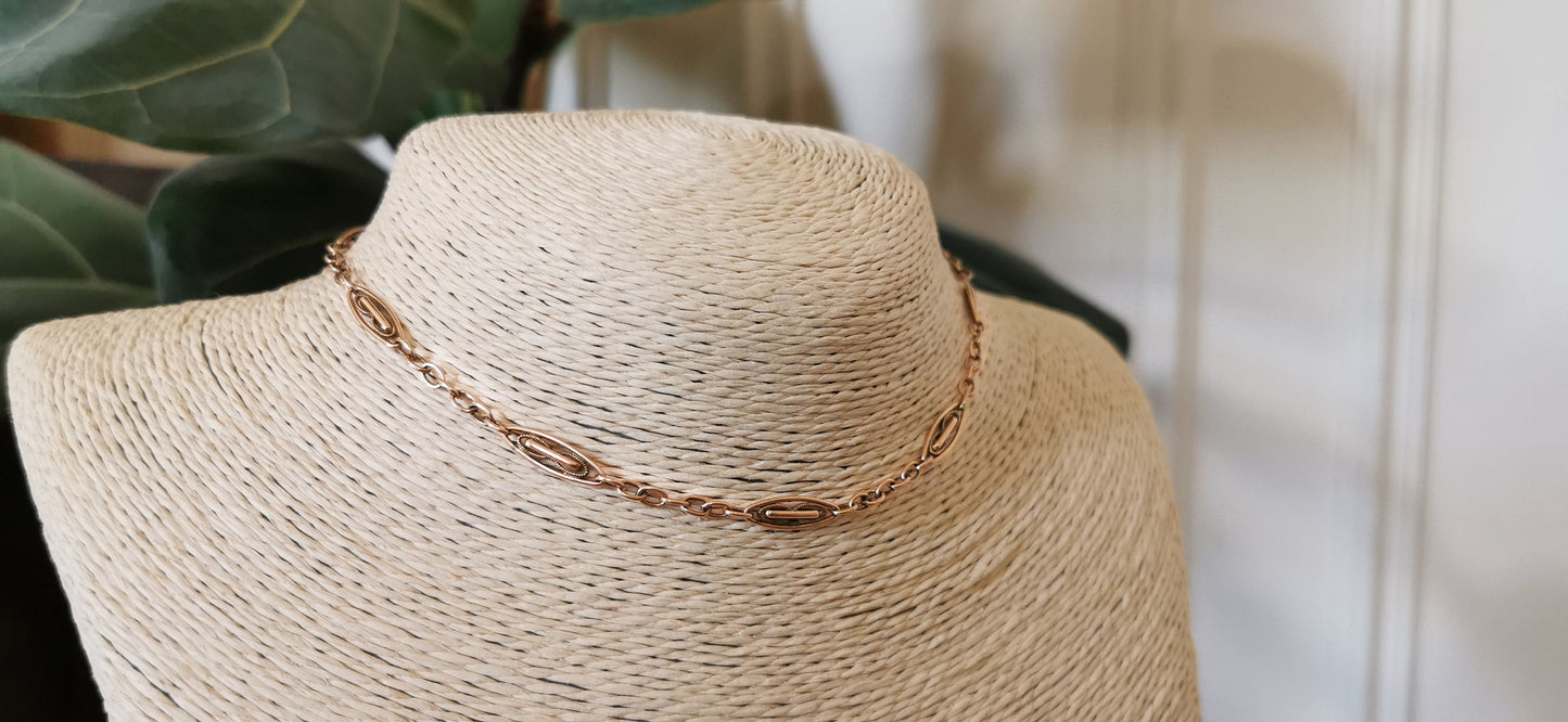 Antique French Gold Filled Watch Chain with Swivel Clip Clasp Gift for her