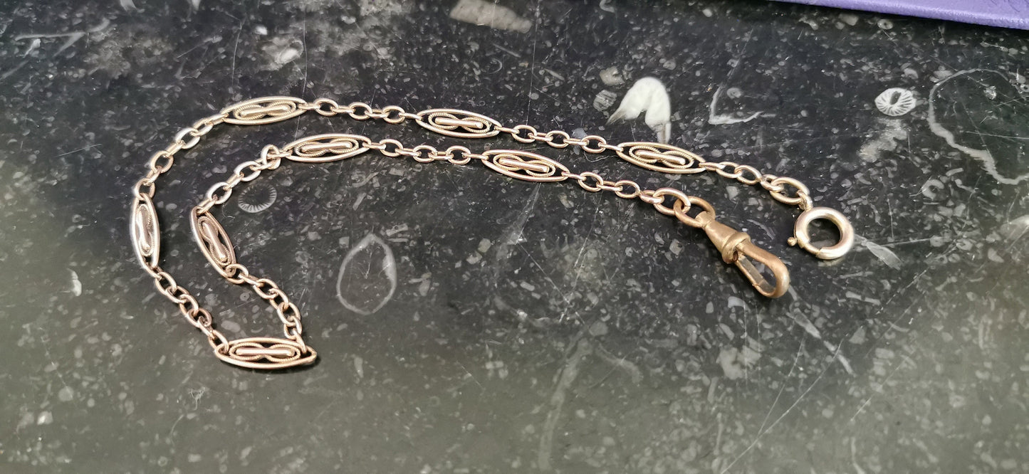 Antique French Gold Filled Watch Chain with Swivel Clip Clasp Gift for her