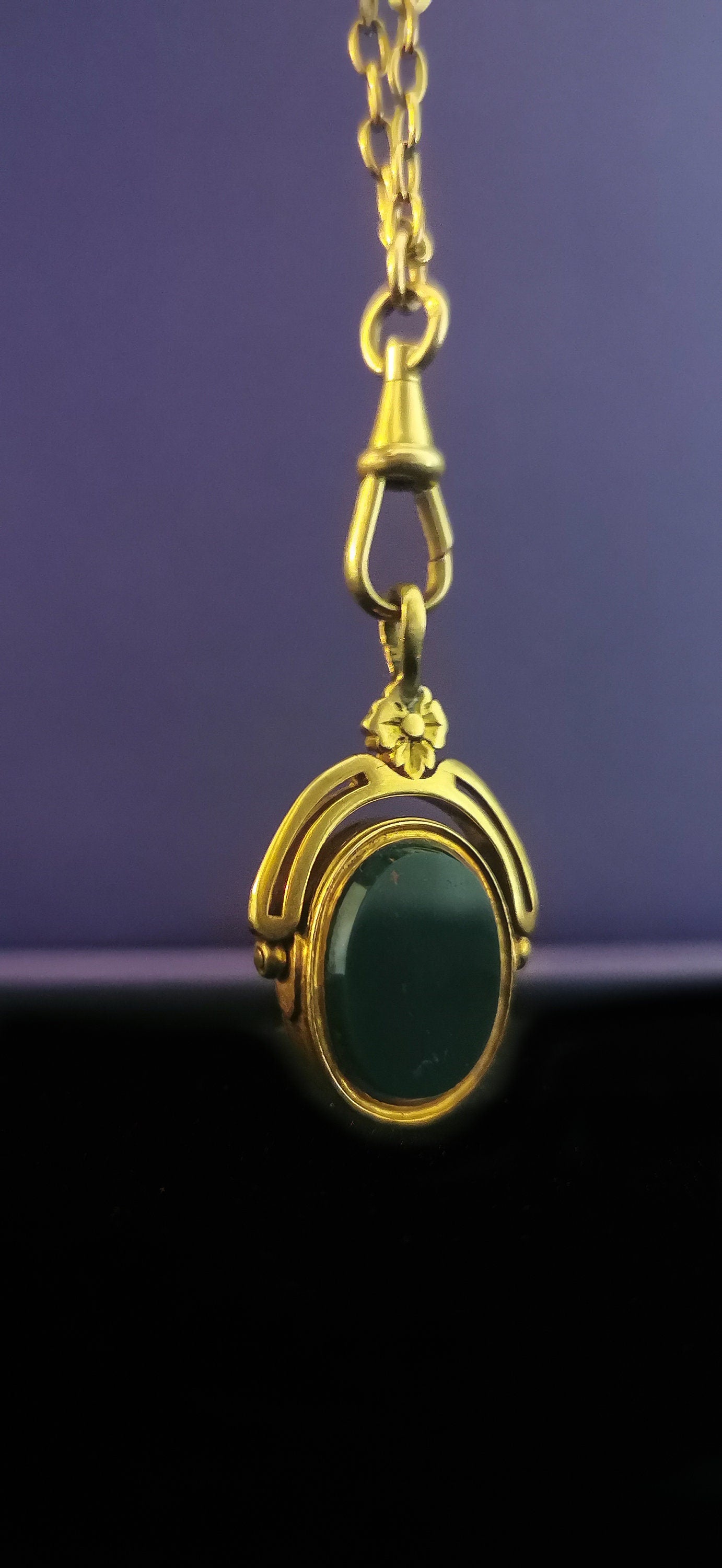 1920 Antique 18ct Gold Bloodstone Spinner Fob  Antique 18K fob pendant gift for Her Antique Fob gift for him
