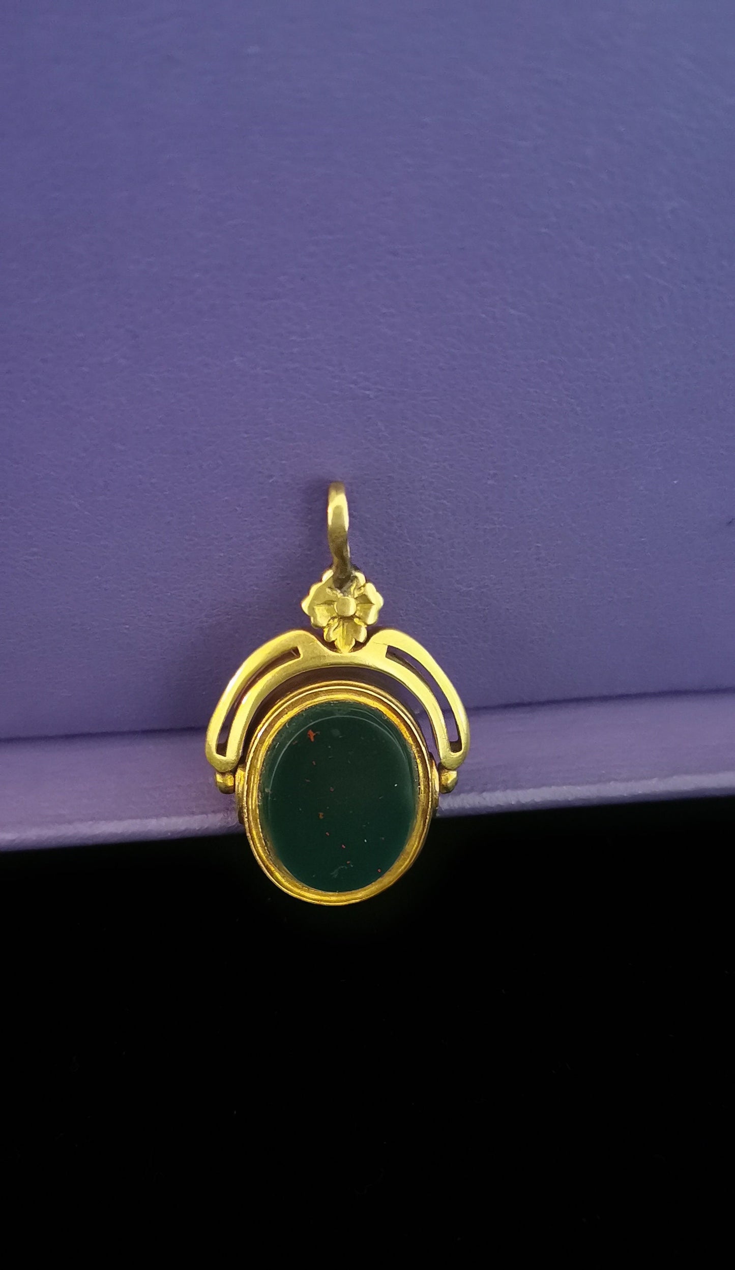 1920 Antique 18ct Gold Bloodstone Spinner Fob  Antique 18K fob pendant gift for Her Antique Fob gift for him