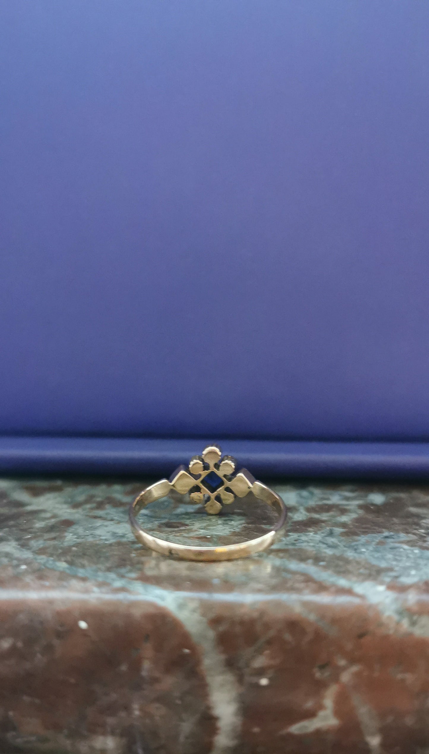 1900 Antique Ring 18K Rose Gold Ring with a bleu doublet stone and 8 half pearls gift for her Antique French Engagement Ring Edwardian Ring