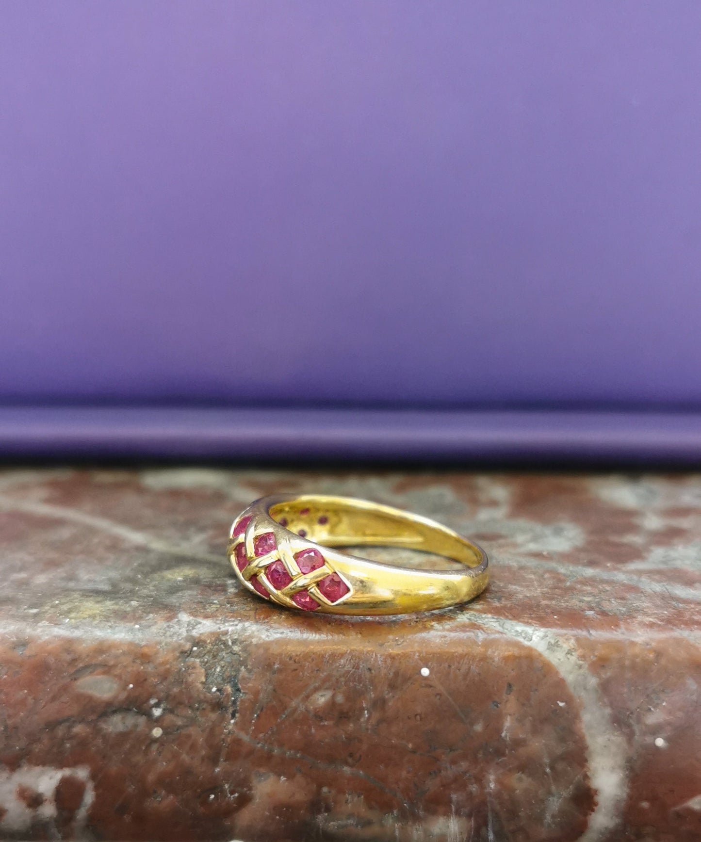 18K Gold and Rubis Bangle Ring Gold Ruby Vintage Ruby Ring