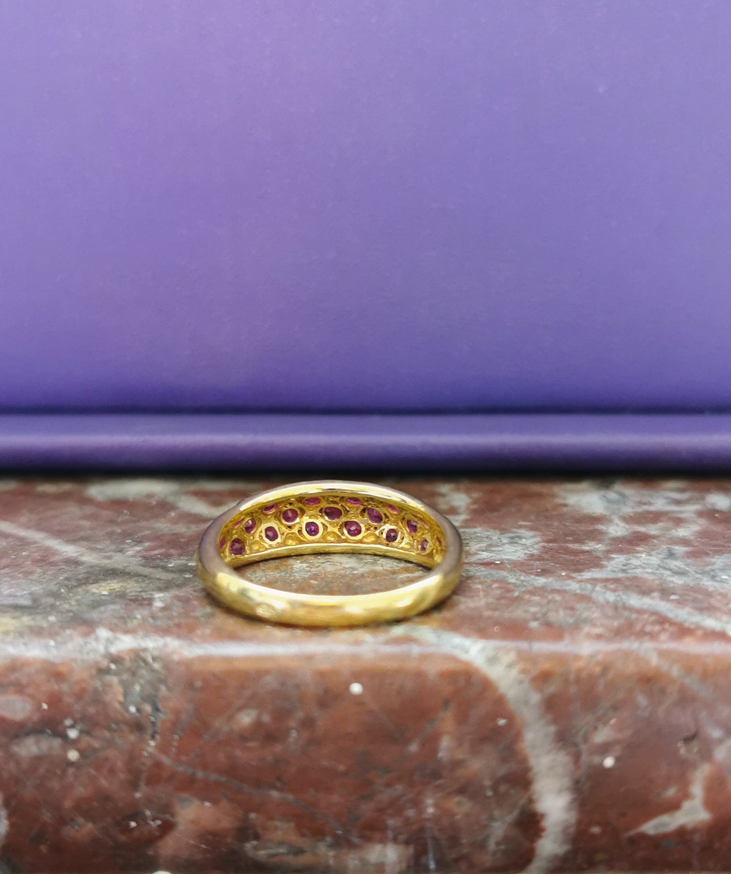 18K Gold and Rubis Bangle Ring Gold Ruby Vintage Ruby Ring