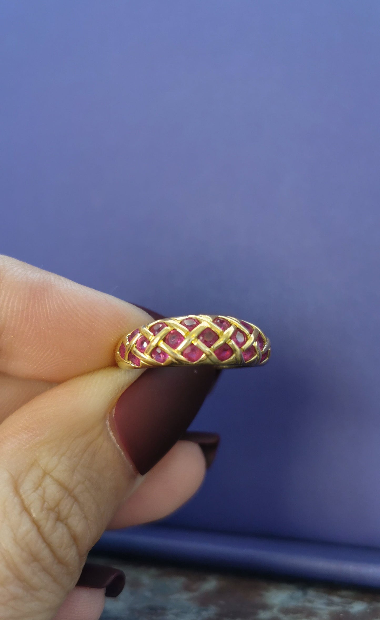 18K Gold and Rubis Bangle Ring Gold Ruby Vintage Ruby Ring