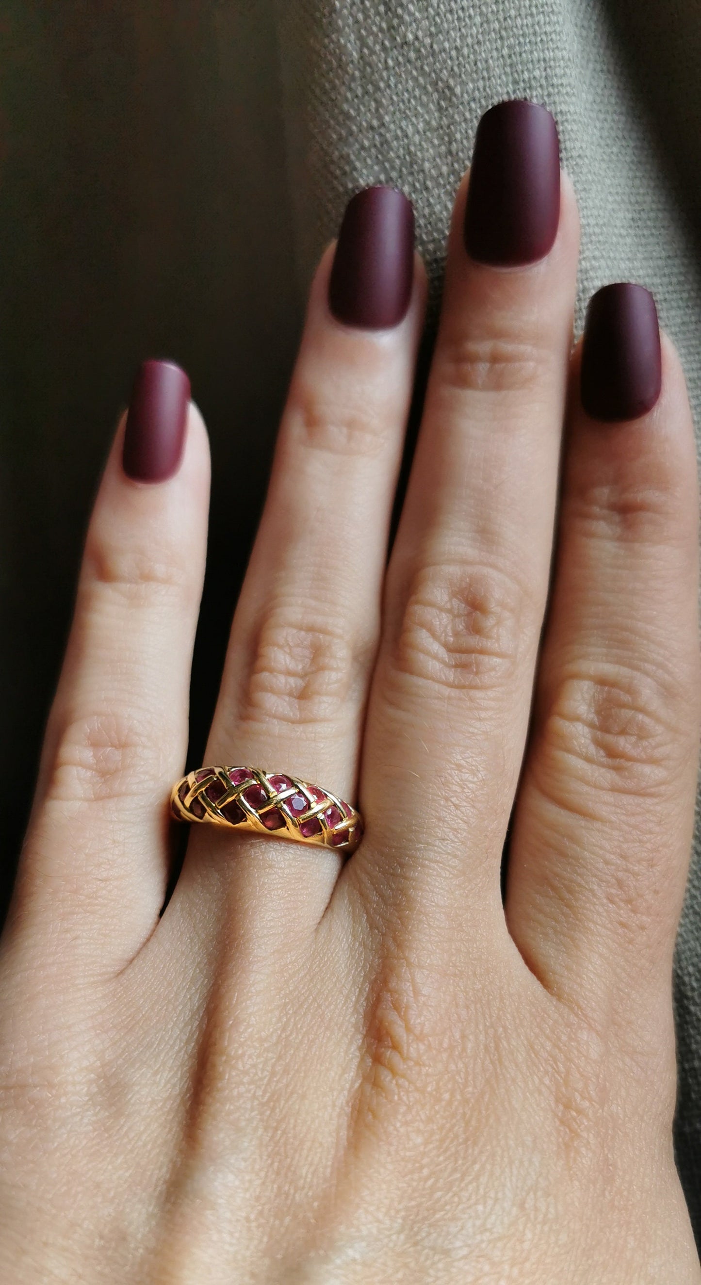 18K Gold and Rubis Bangle Ring Gold Ruby Vintage Ruby Ring