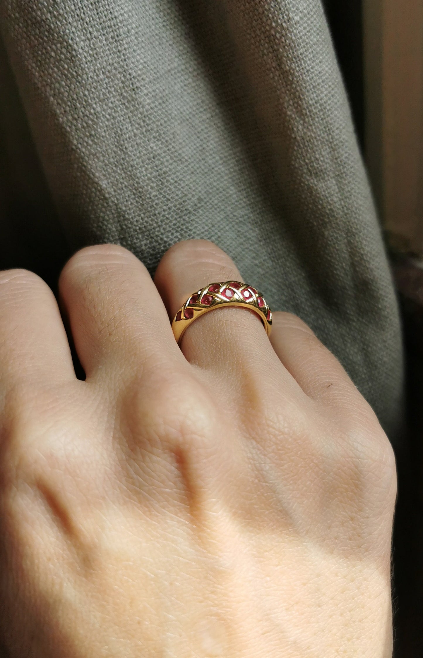 18K Gold and Rubis Bangle Ring Gold Ruby Vintage Ruby Ring