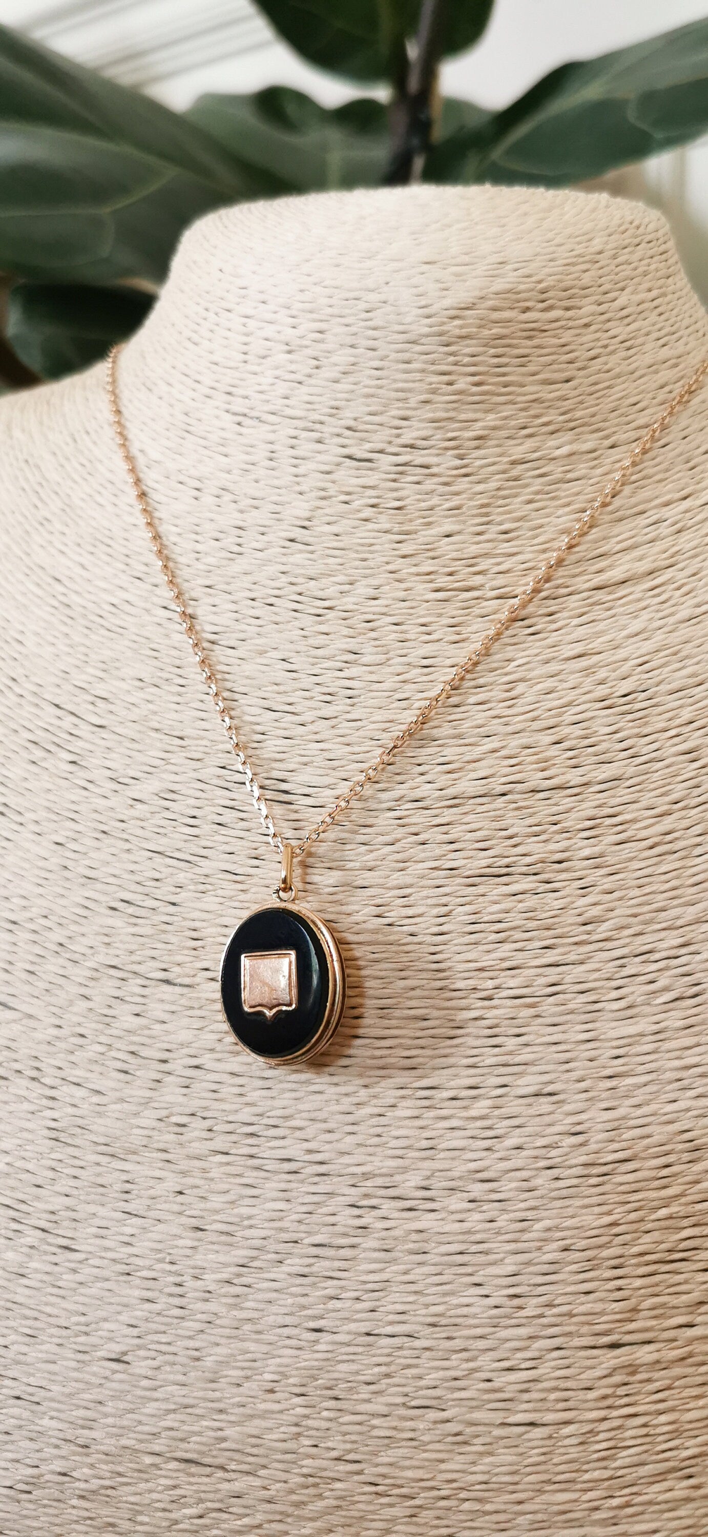 Antique 18K Gold Victorian onyx locket Napoleon III Reliquary photo holder  XIX century Mourning locket Gift for Him Gift for Her