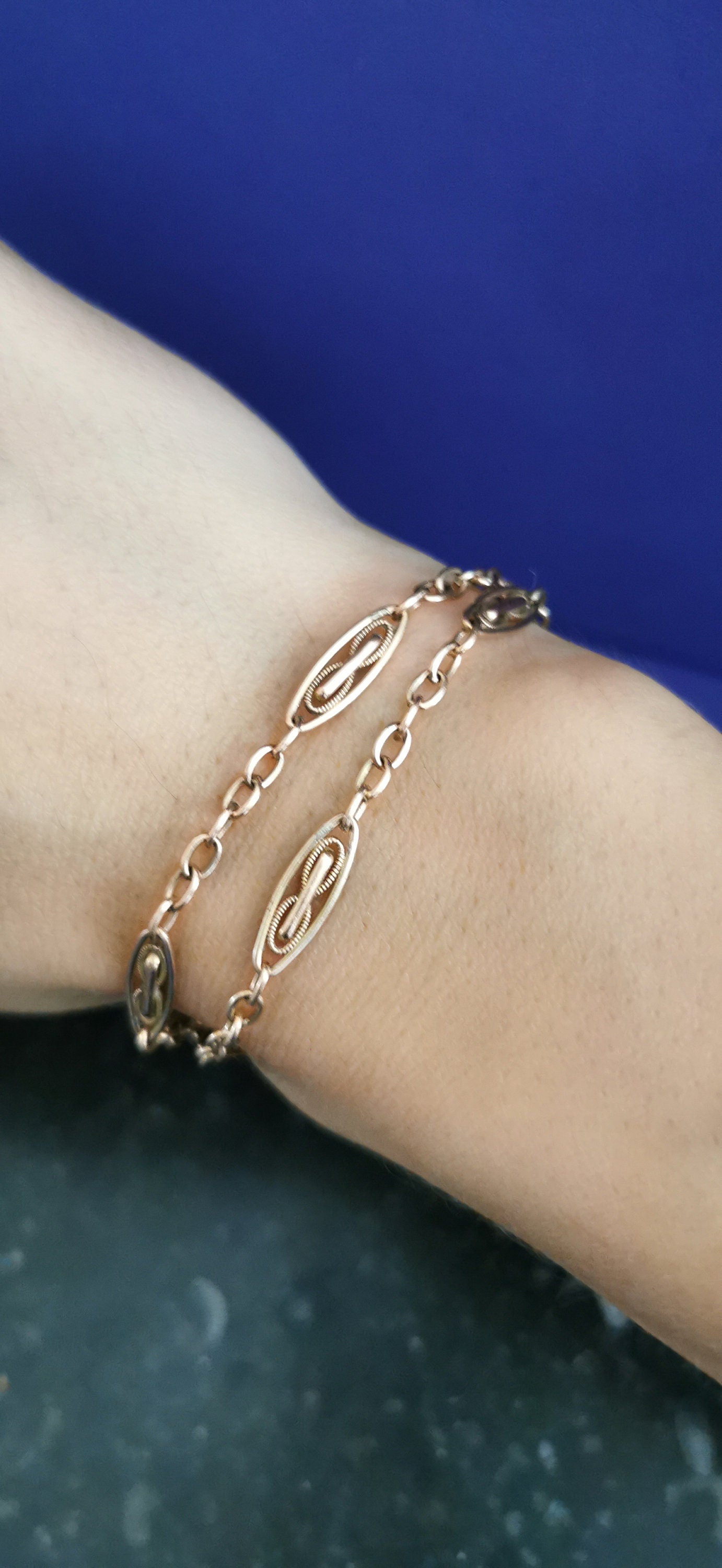 Antique French Gold Filled Watch Chain with Swivel Clip Clasp Gift for her