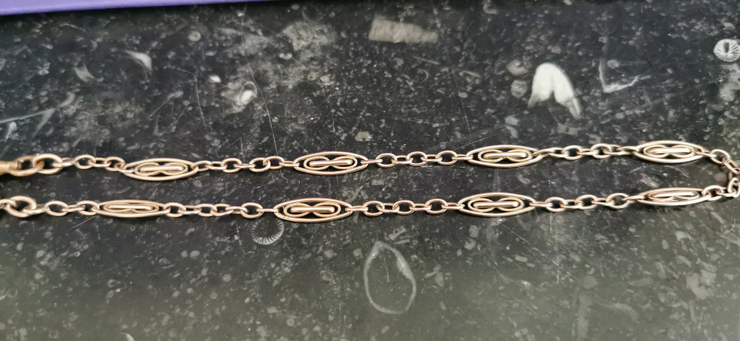 Antique French Gold Filled Watch Chain with Swivel Clip Clasp Gift for her