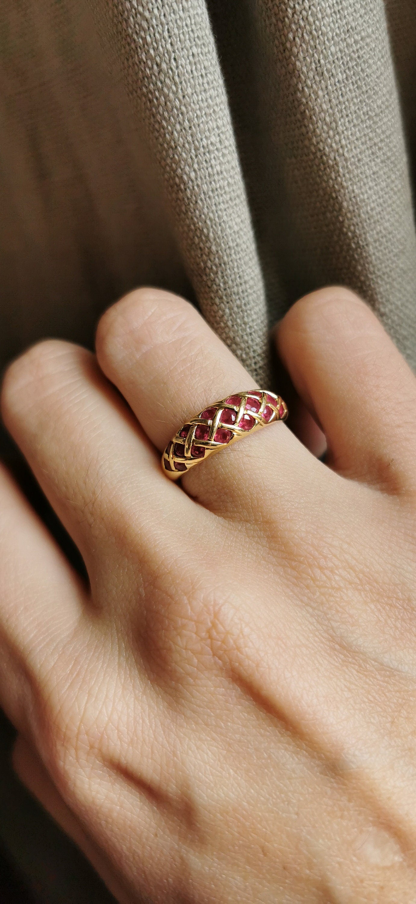 18K Gold and Rubis Bangle Ring Gold Ruby Vintage Ruby Ring