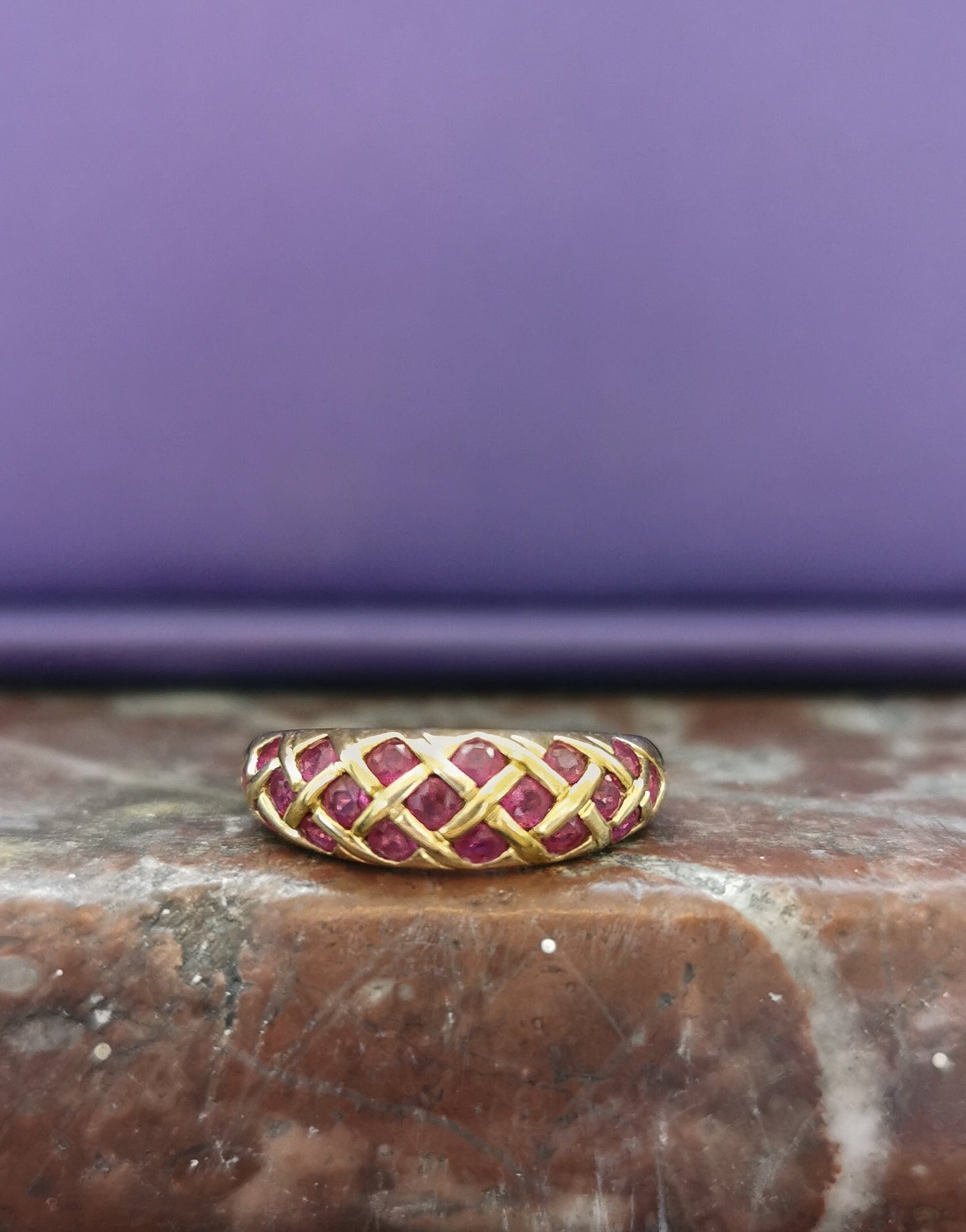 18K Gold and Rubis Bangle Ring Gold Ruby Vintage Ruby Ring