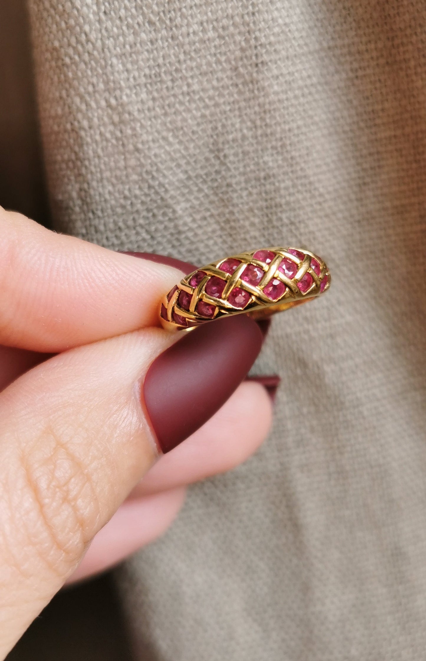 18K Gold and Rubis Bangle Ring Gold Ruby Vintage Ruby Ring