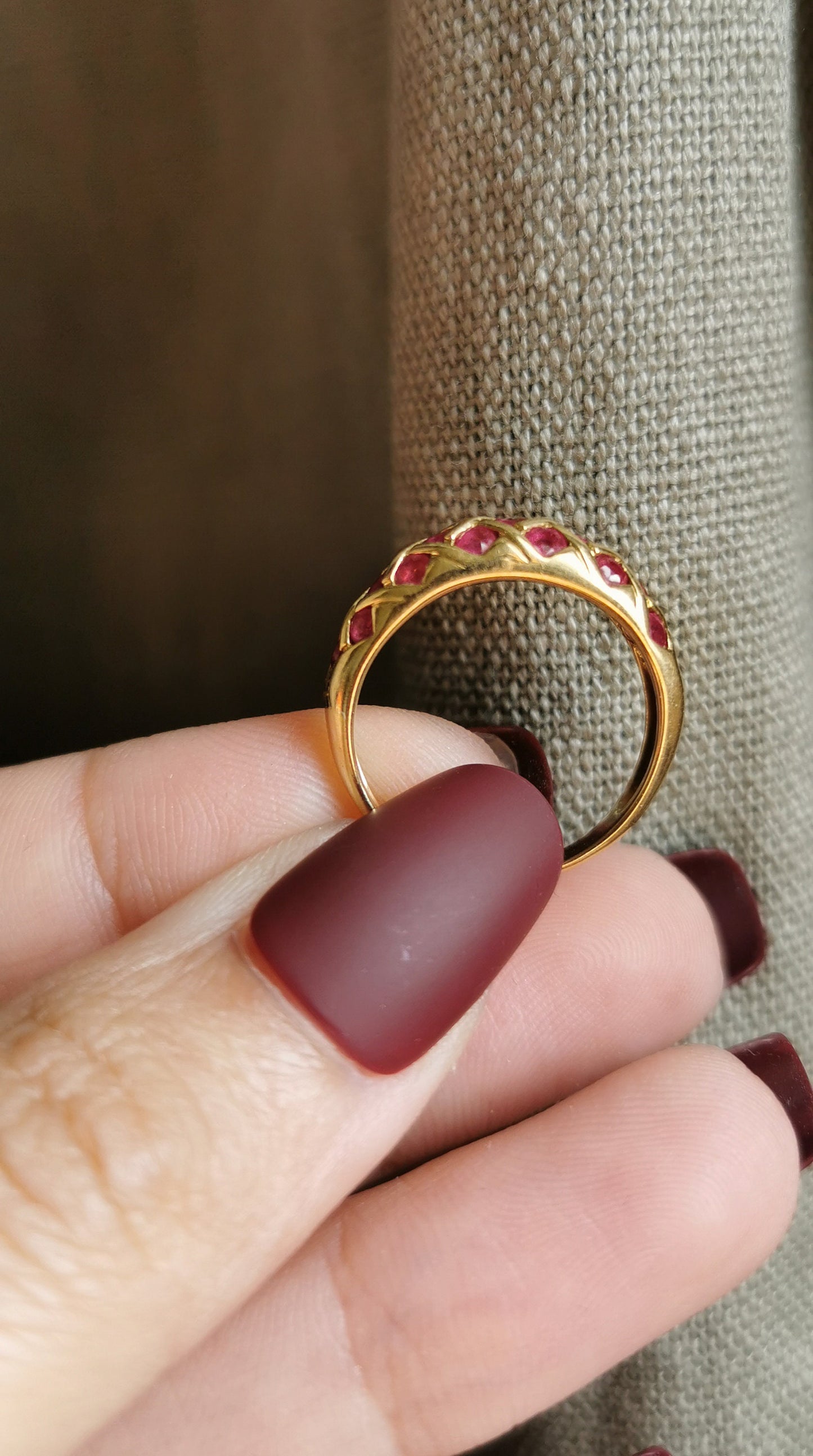 18K Gold and Rubis Bangle Ring Gold Ruby Vintage Ruby Ring