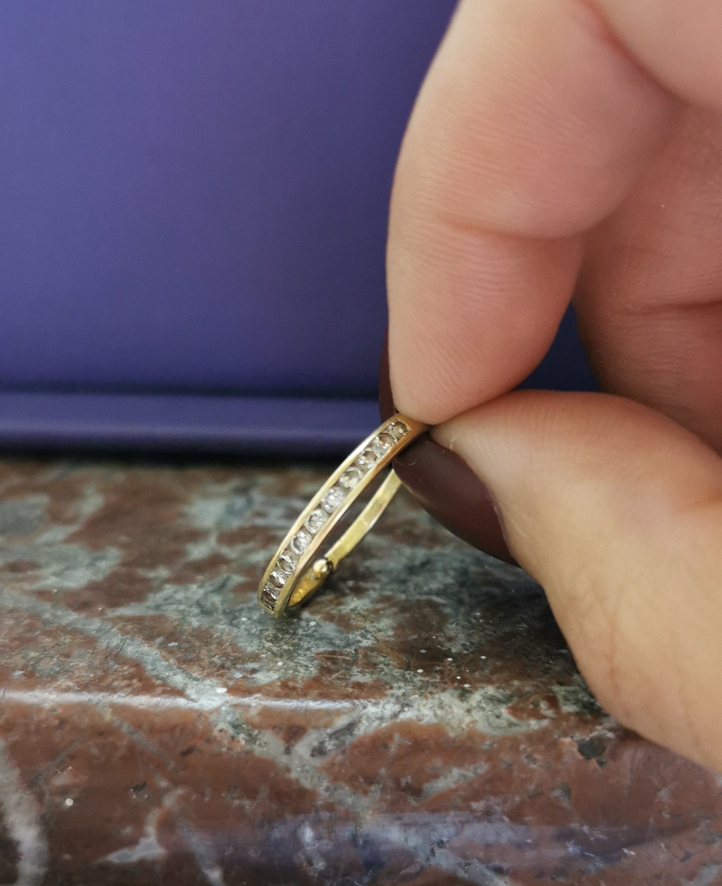 18 ct Half Eternity Gold and Diamond ring Antique 18 k diamond ring Vintage Half eternity ring diamond and gold promise ring Wedding ring