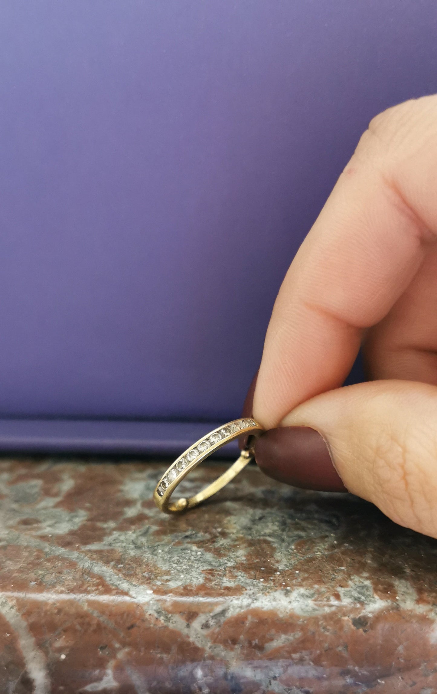 18 ct Half Eternity Gold and Diamond ring Antique 18 k diamond ring Vintage Half eternity ring diamond and gold promise ring Wedding ring