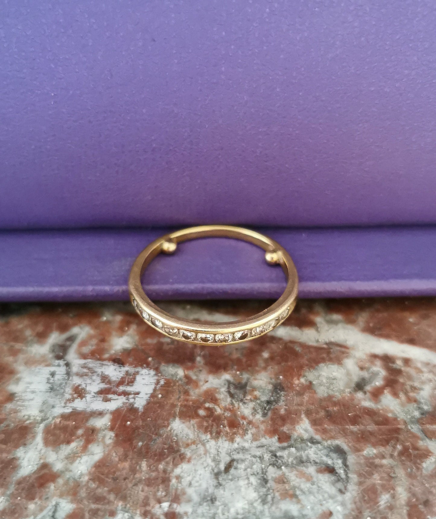 18 ct Half Eternity Gold and Diamond ring Antique 18 k diamond ring Vintage Half eternity ring diamond and gold promise ring Wedding ring